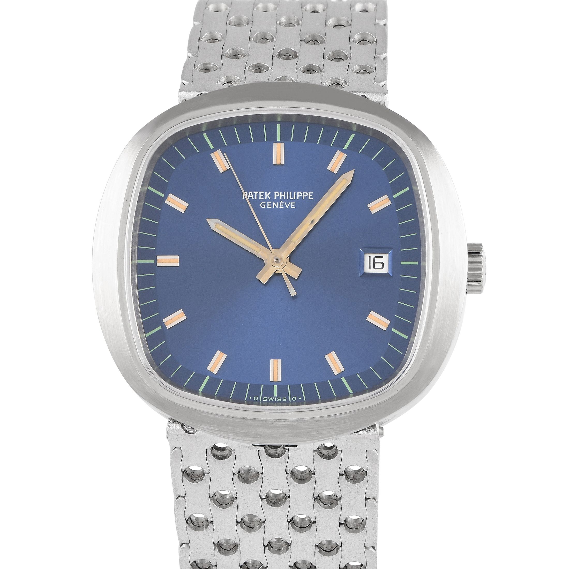 Patek Philippe Beta 21 Blue Dial White Gold Watch 3587/2G