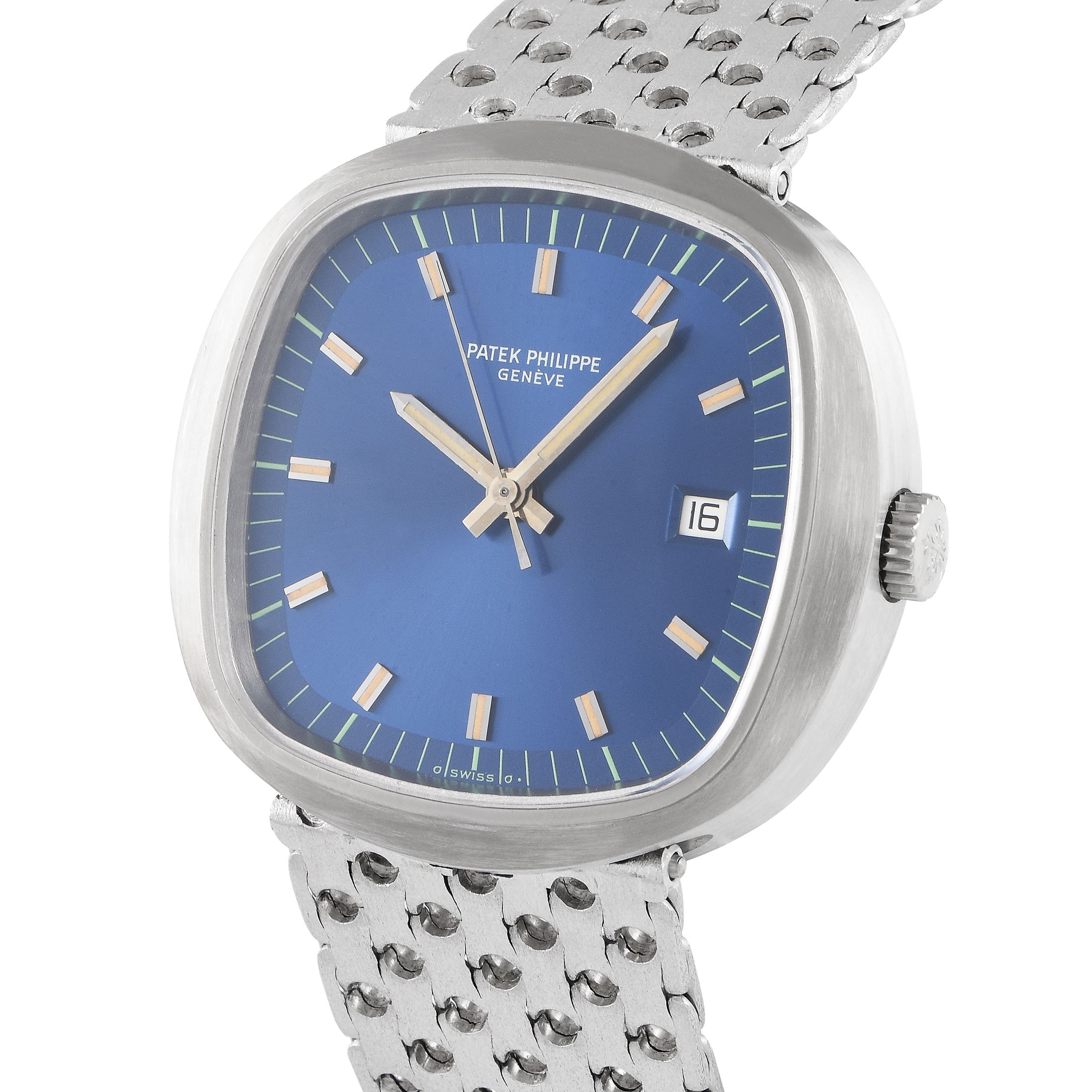 Patek Philippe Beta 21 Blue Dial White Gold Watch 3587/2G