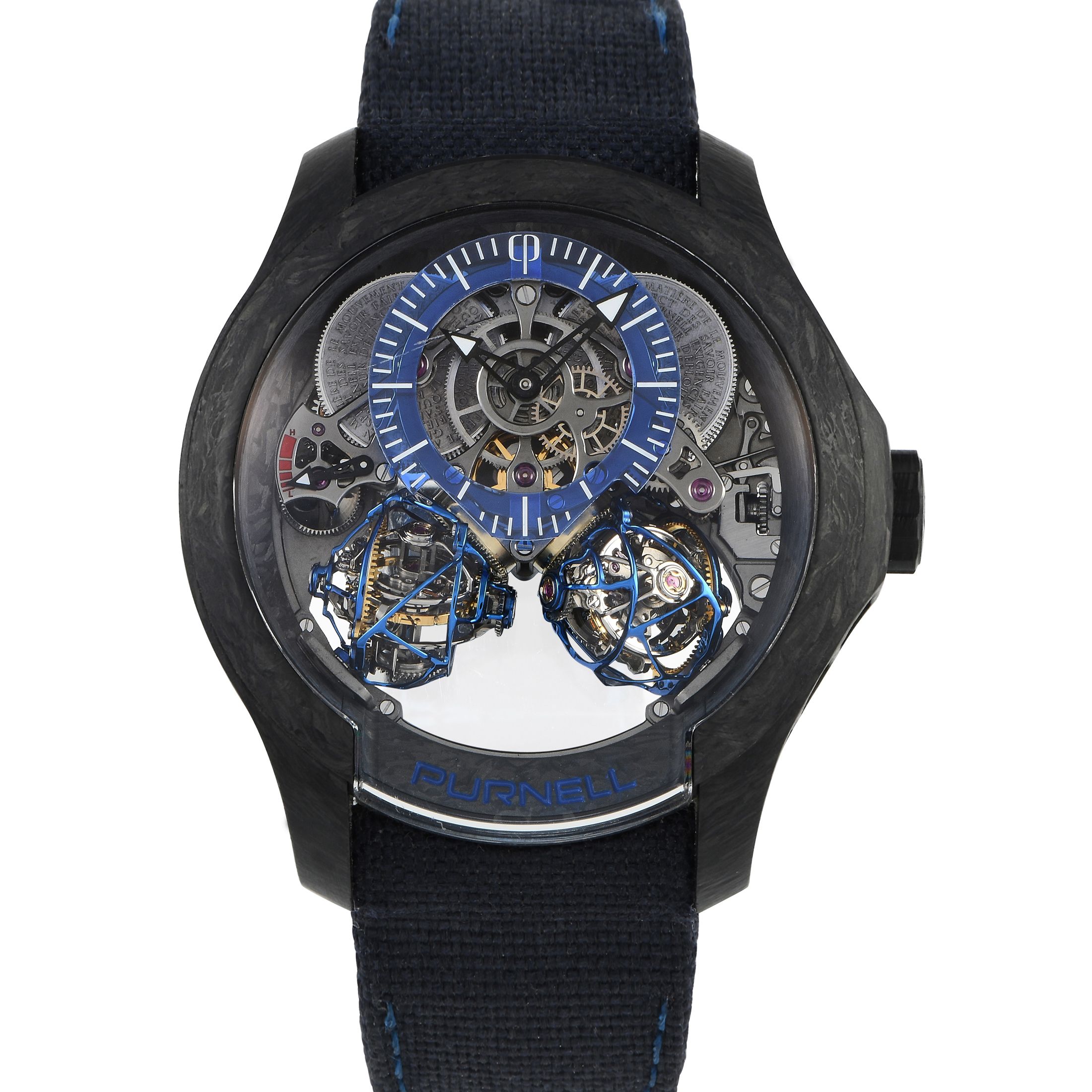 Purnell Escape II Double Spherion Carbon Blue Piece Unique Watch CP03BMCB