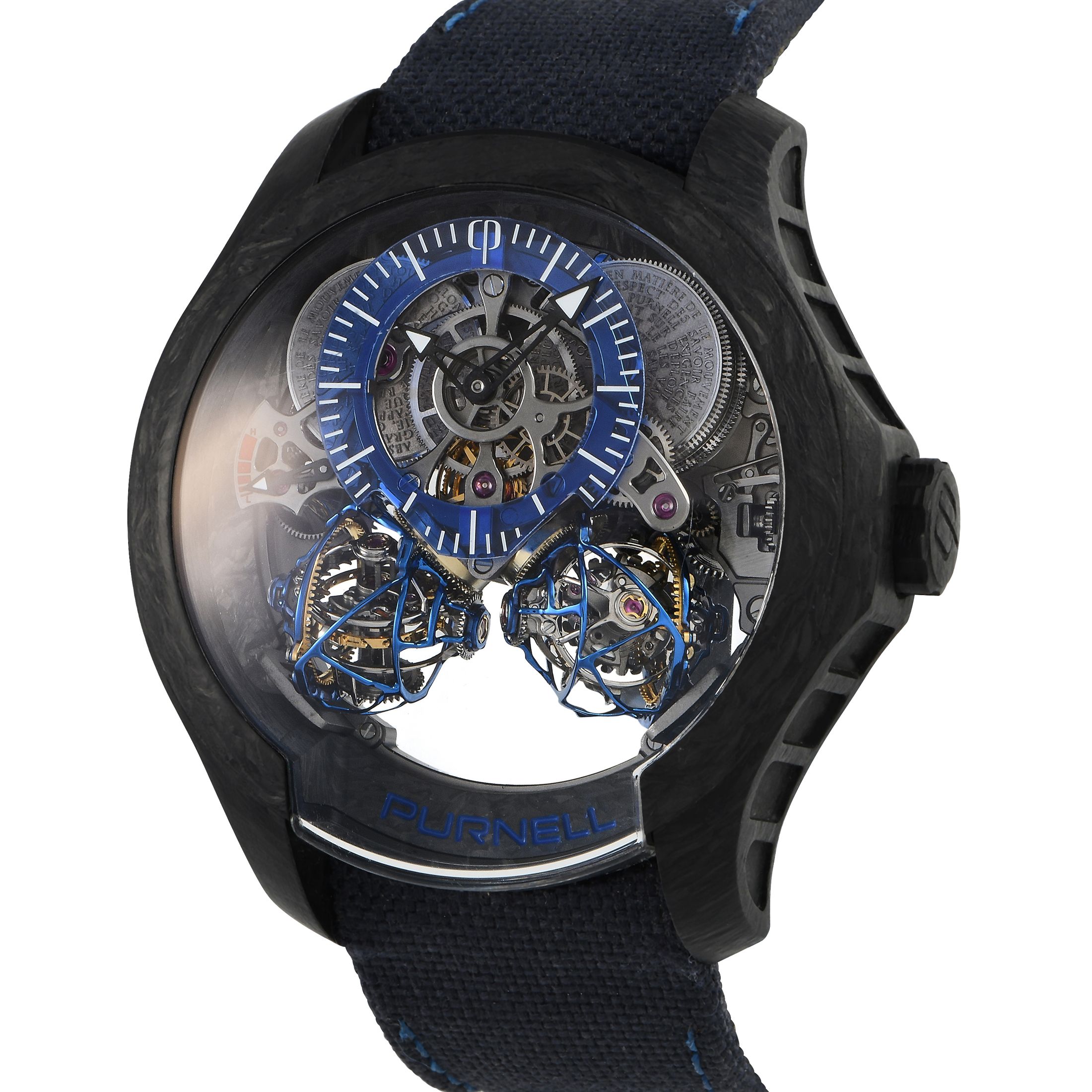 Purnell Escape II Double Spherion Carbon Blue Piece Unique Watch CP03BMCB