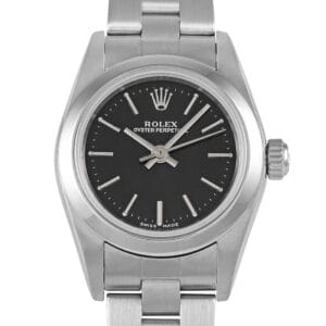 Rolex Oyster Perpetual Black Dial Ladies Watch 76080