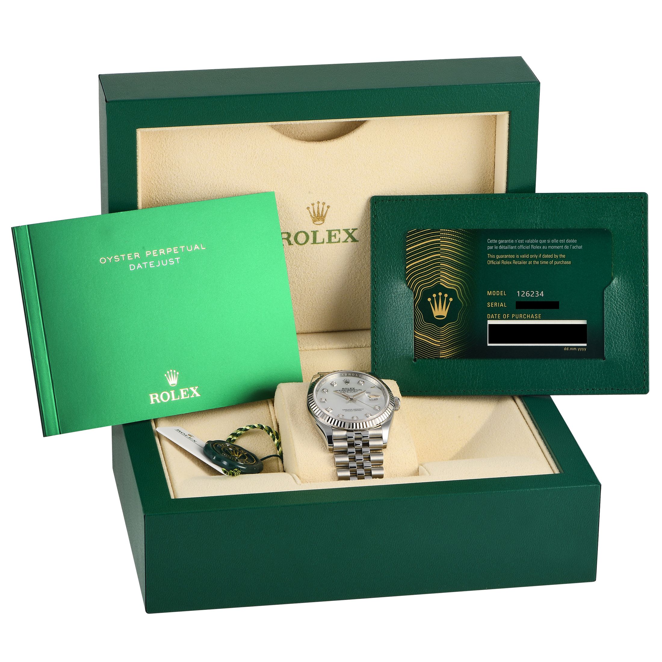 Rolex Datejust 36 MOP Diamond Dial Watch 126234