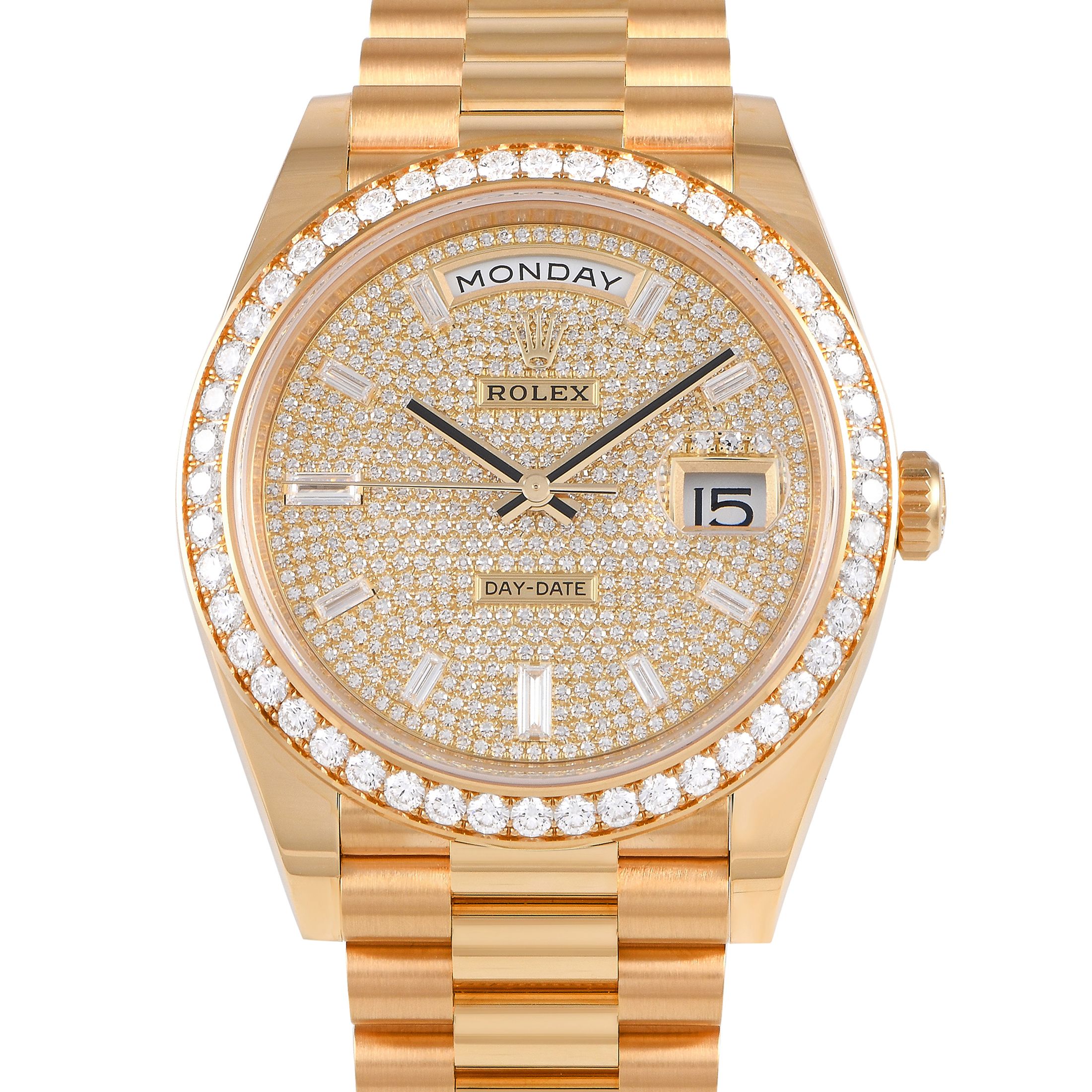 Rolex Day-Date 40 Diamond Pave 18K Yellow Gold Watch 228348RBR