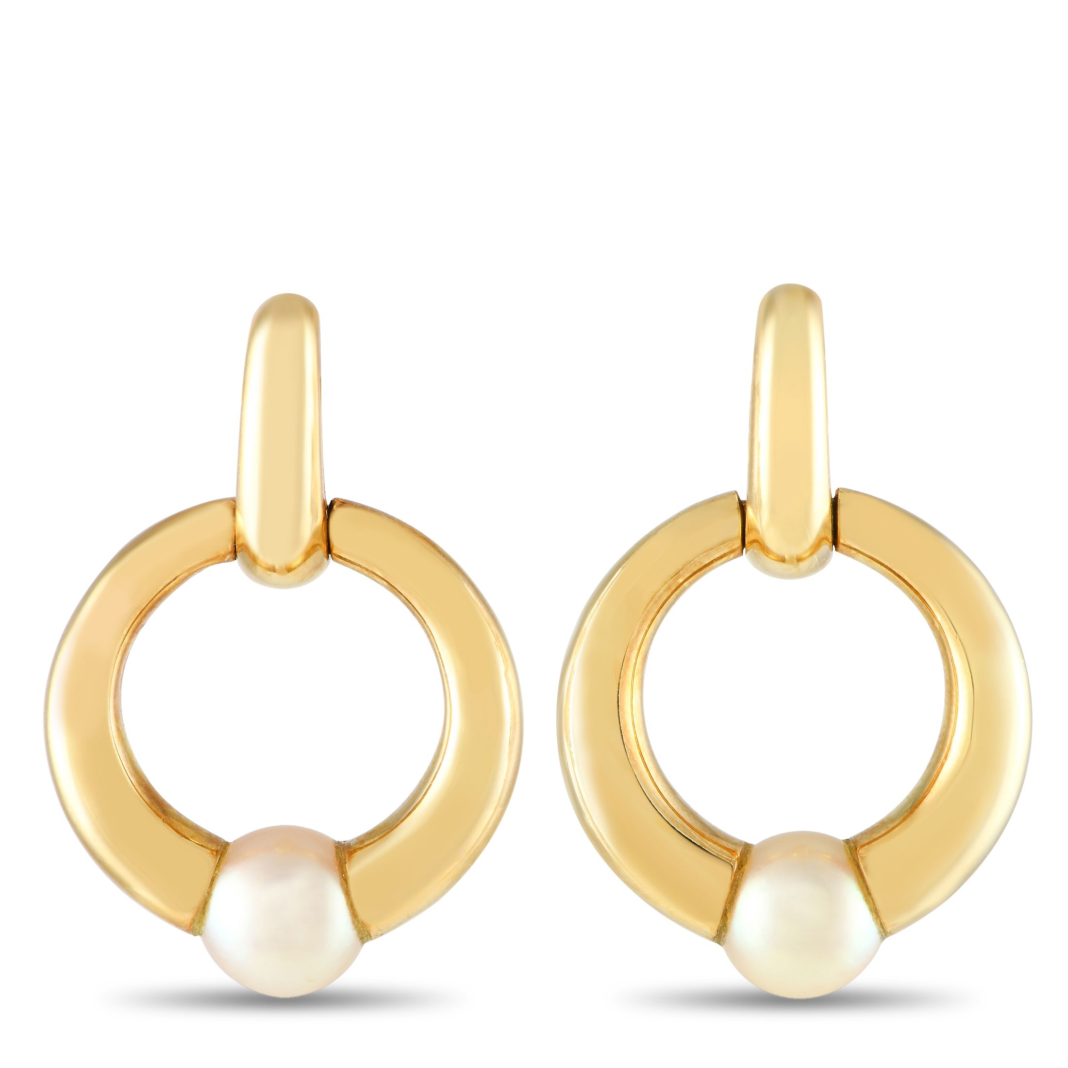 Cartier 18K Yellow Gold Pearl Earrings CA23-120524