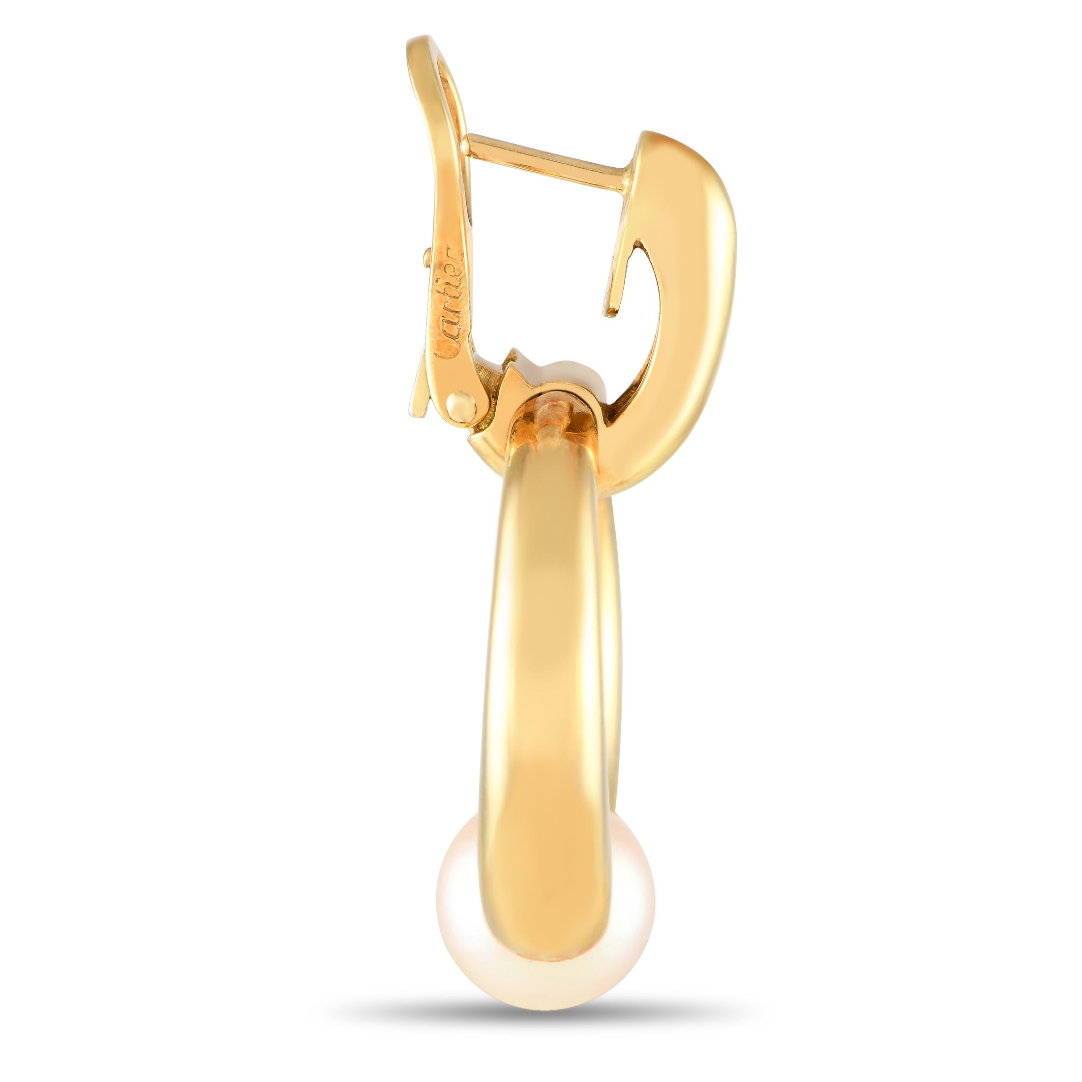 Cartier 18K Yellow Gold Pearl Earrings CA23-120524