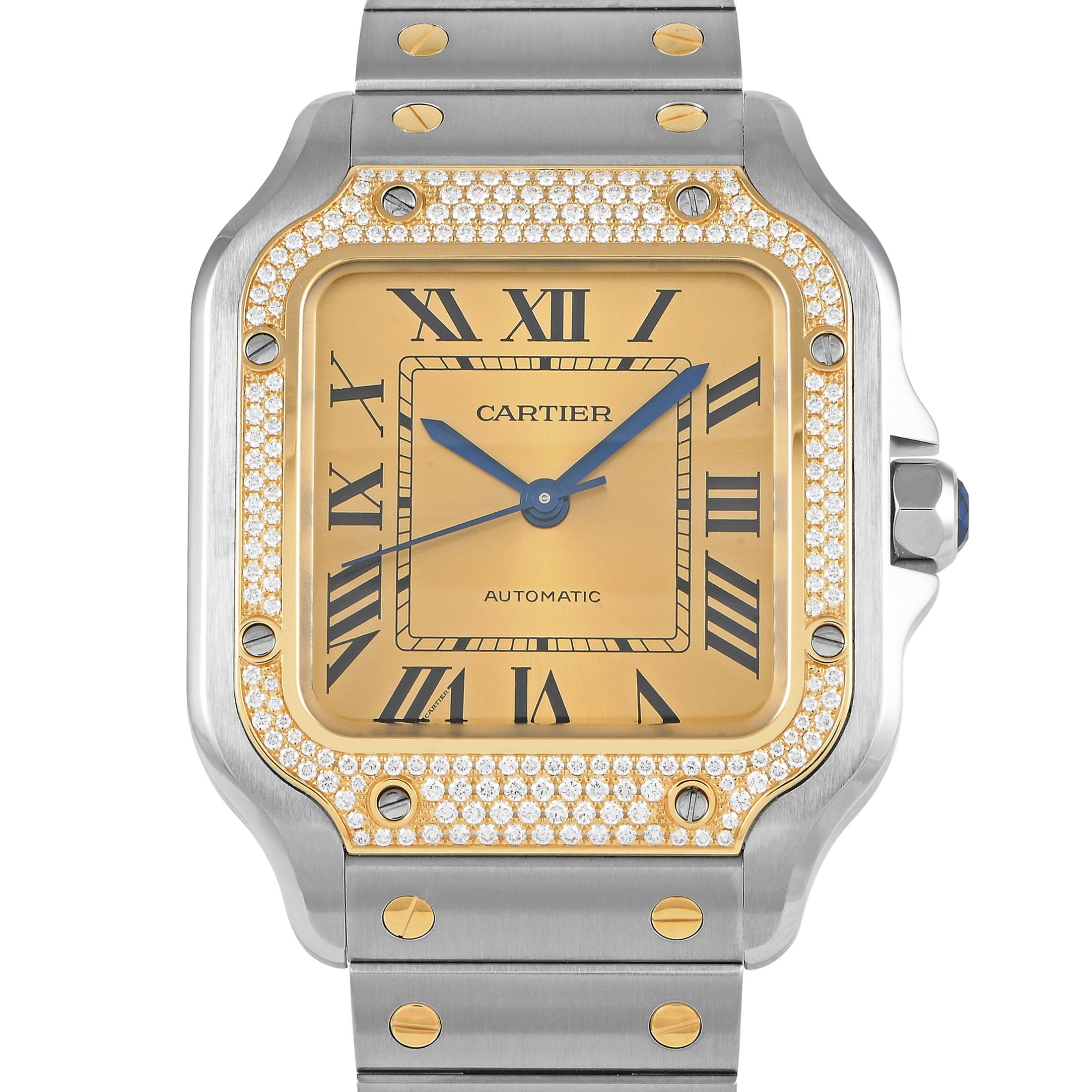 Cartier Santos Medium Model Diamond Bezel Watch W3SA0007