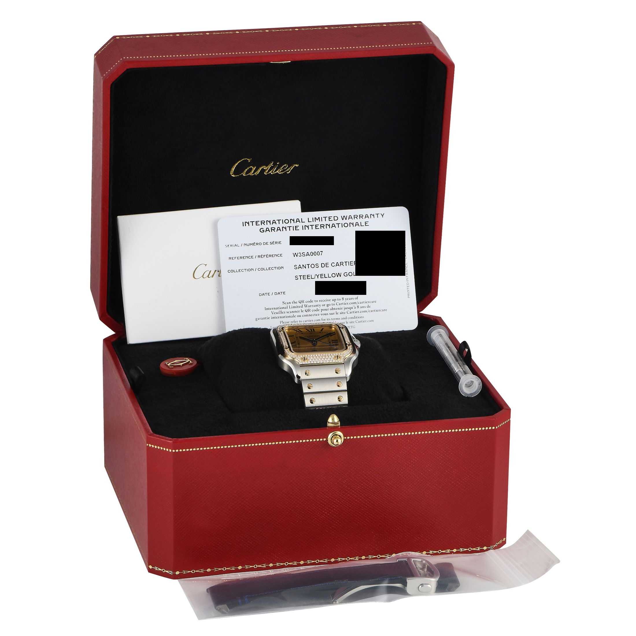 Cartier Santos Medium Model Diamond Bezel Watch W3SA0007