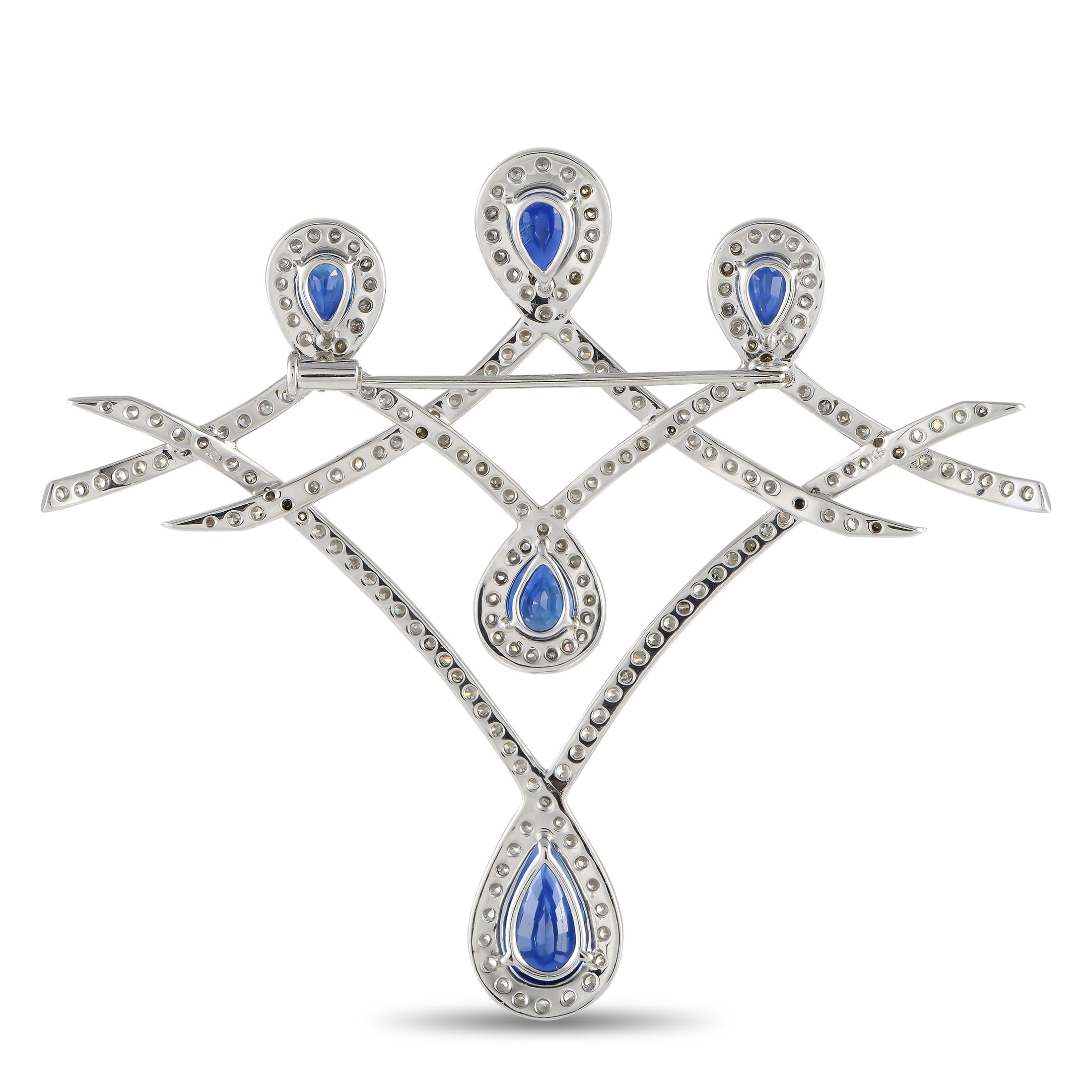 LB Exclusive 18K White Gold 3.87ct Diamond and Sapphire Brooch MF19-122024