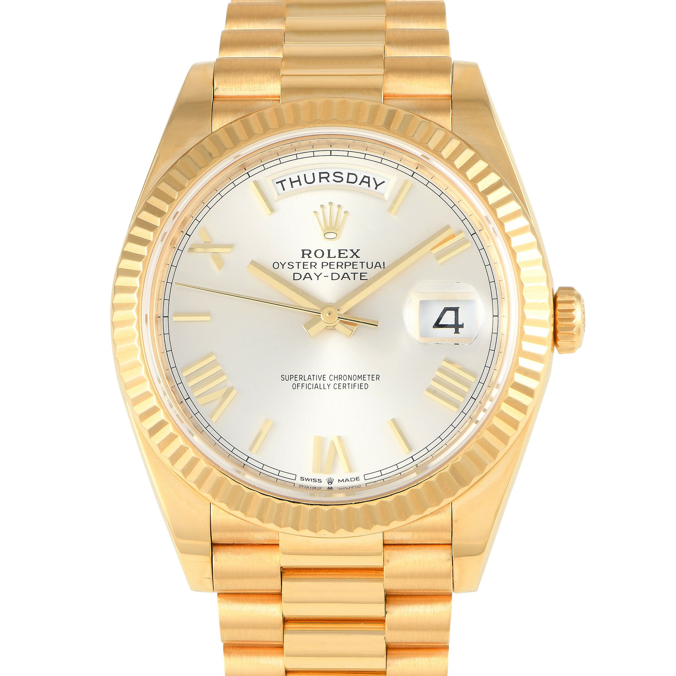 Rolex Day-Date 40 Silver Roman Dial Watch 228238