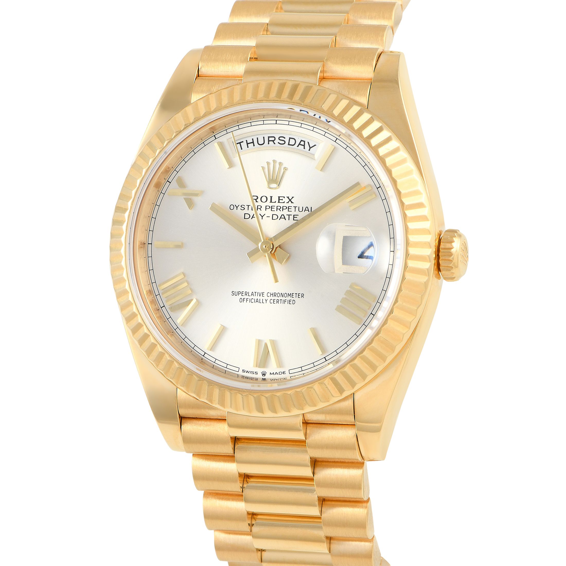 Rolex Day-Date 40 Silver Roman Dial Watch 228238