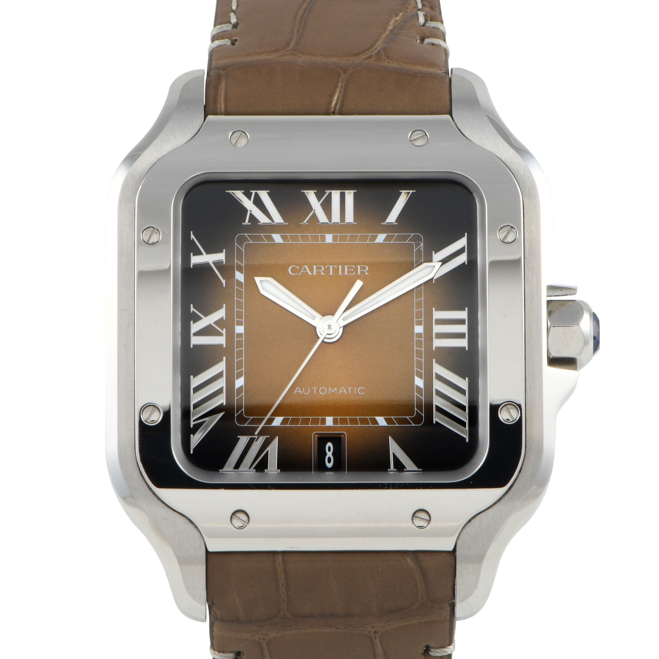 Cartier Santos Brown Sunburst Dial Watch WSSA0064