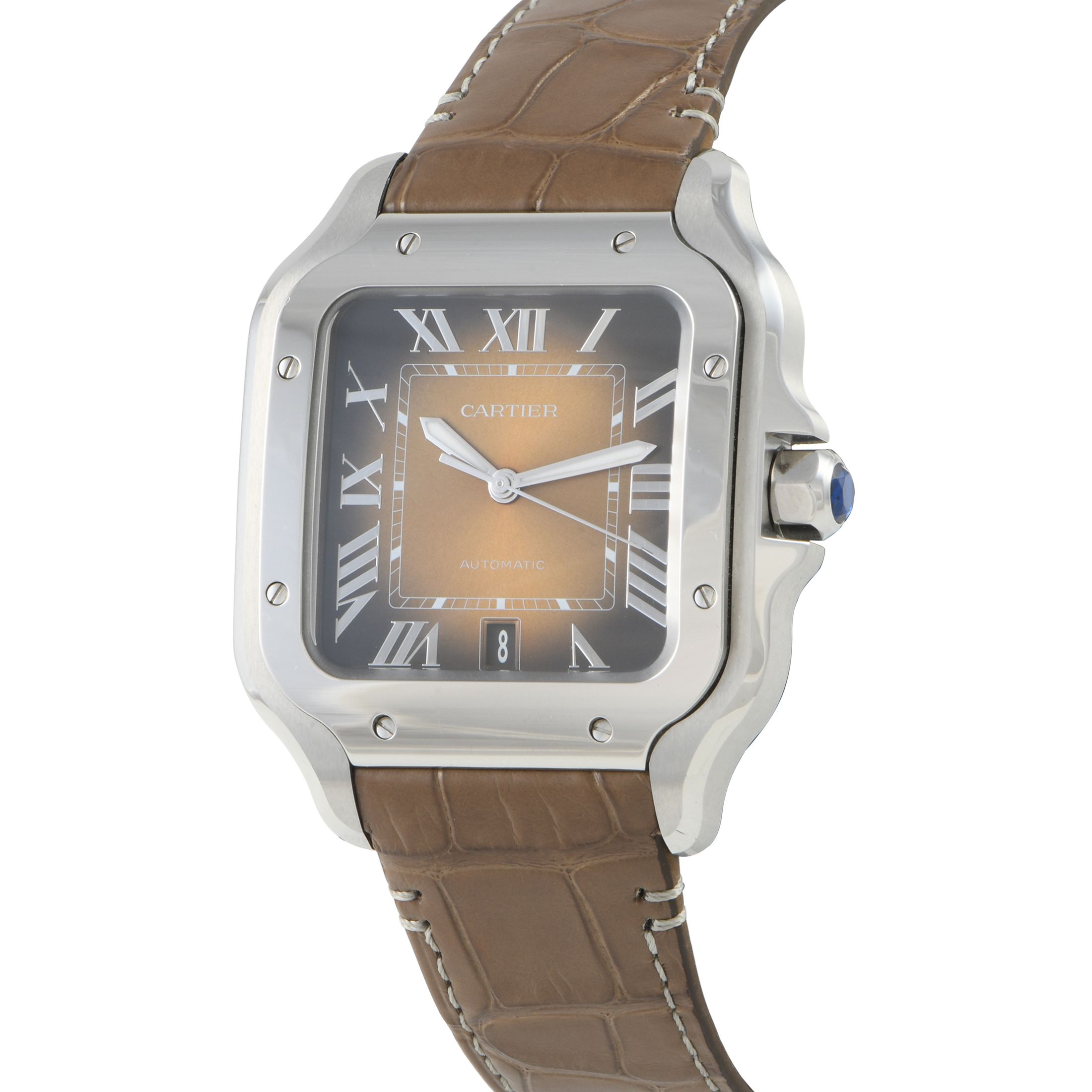 Cartier Santos Brown Sunburst Dial Watch WSSA0064