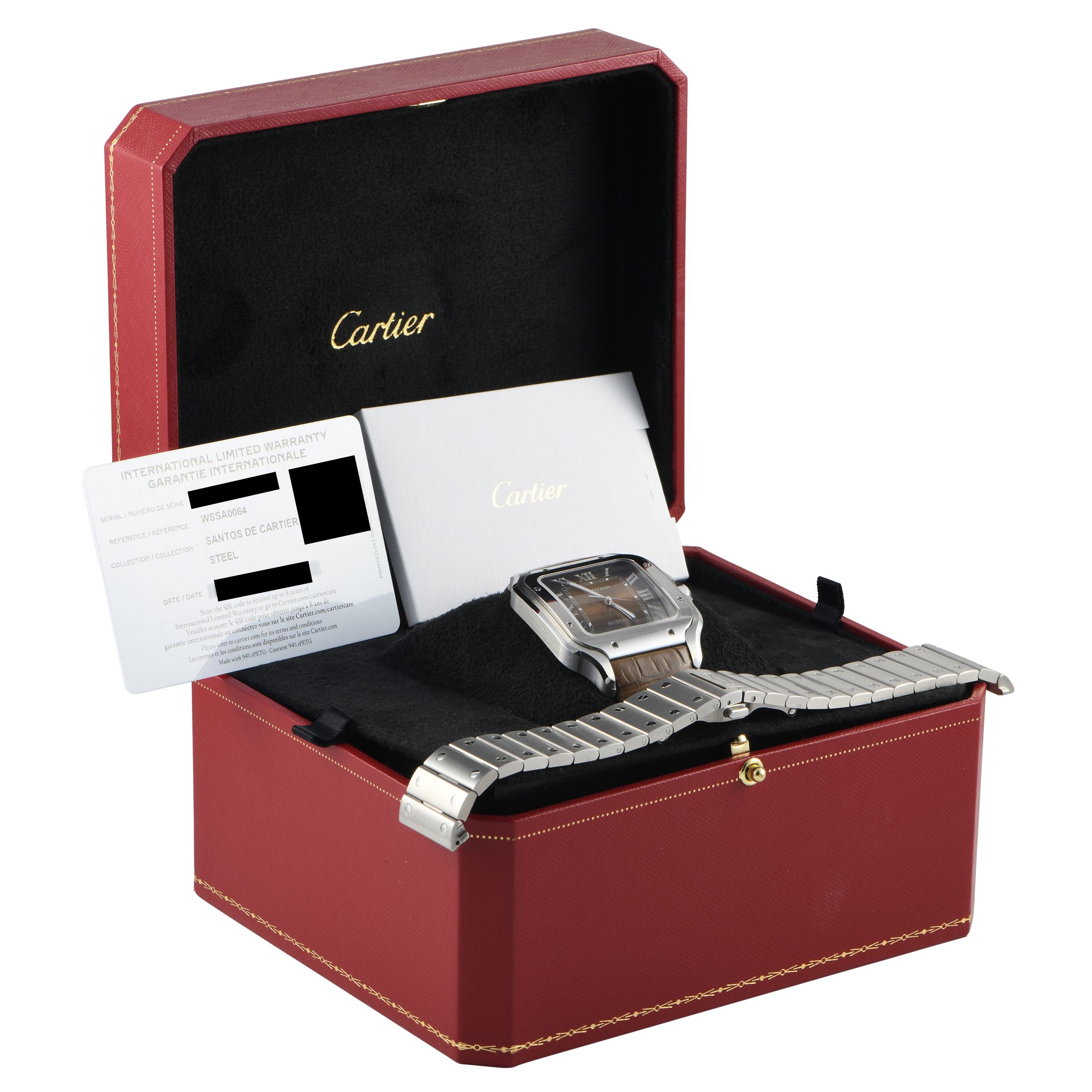 Cartier Santos Brown Sunburst Dial Watch WSSA0064
