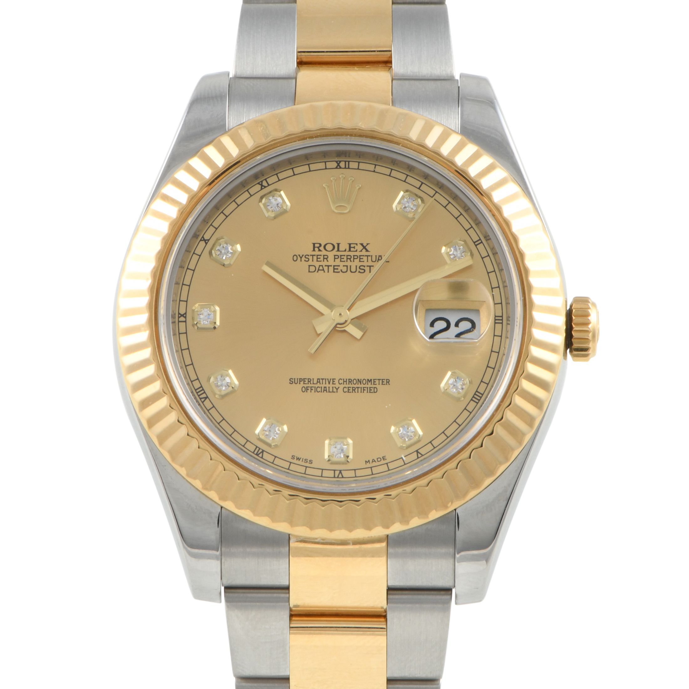 Rolex Datejust 41 Champagne Diamond Dial Watch 116333