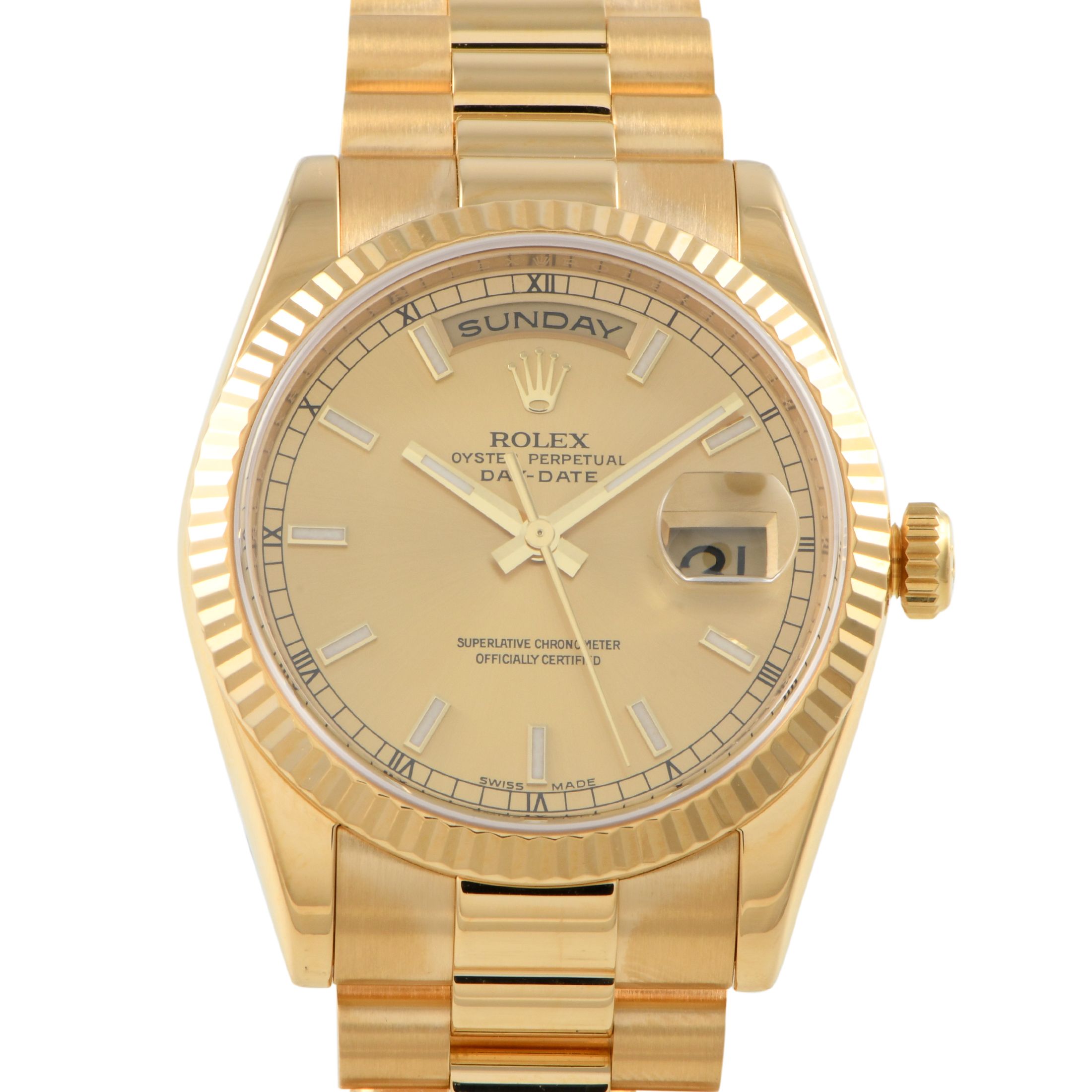 Rolex Day-Date 36 Champagne Dial Watch 118238