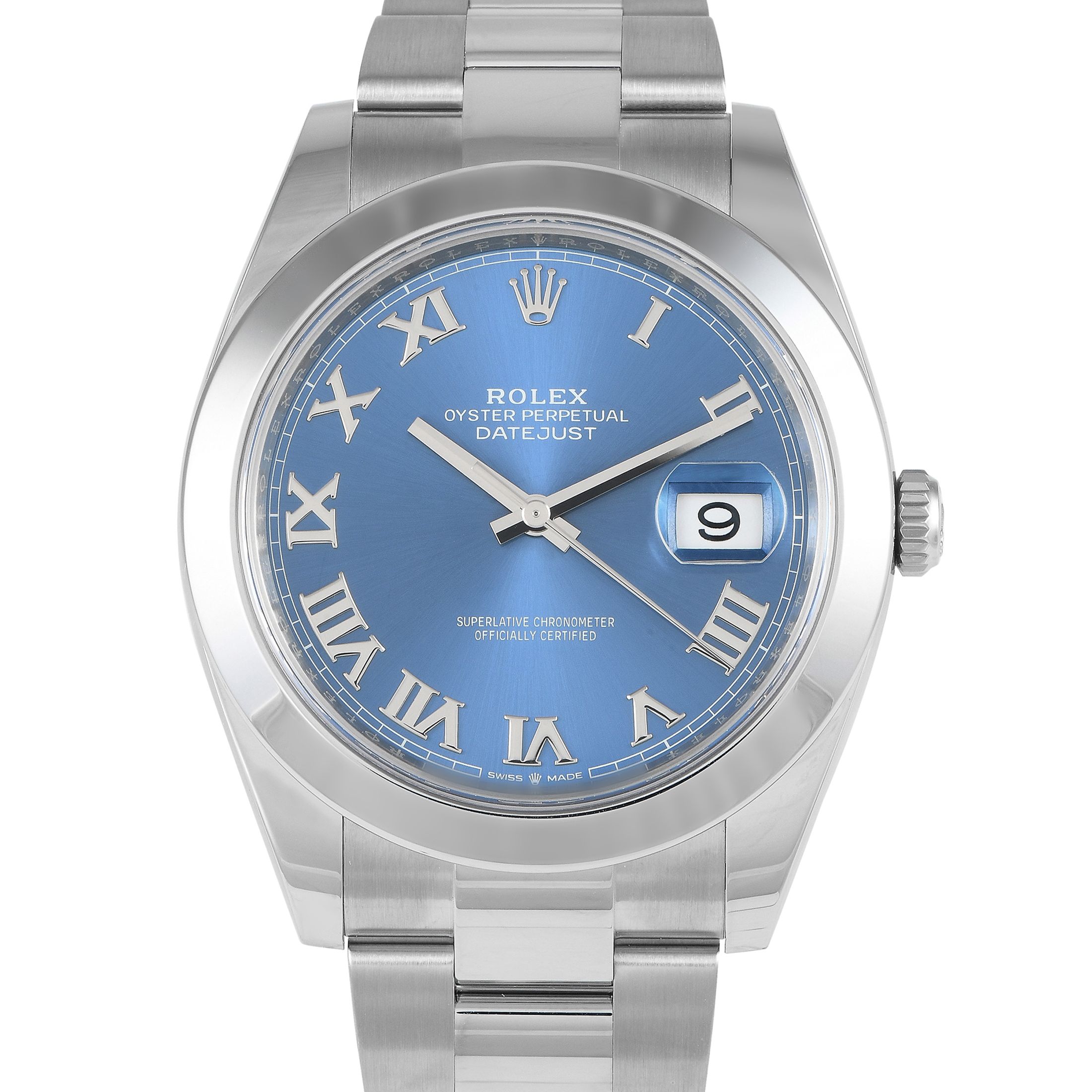 Rolex Datejust 41 Azzurro Blue Roman Dial Watch 126300