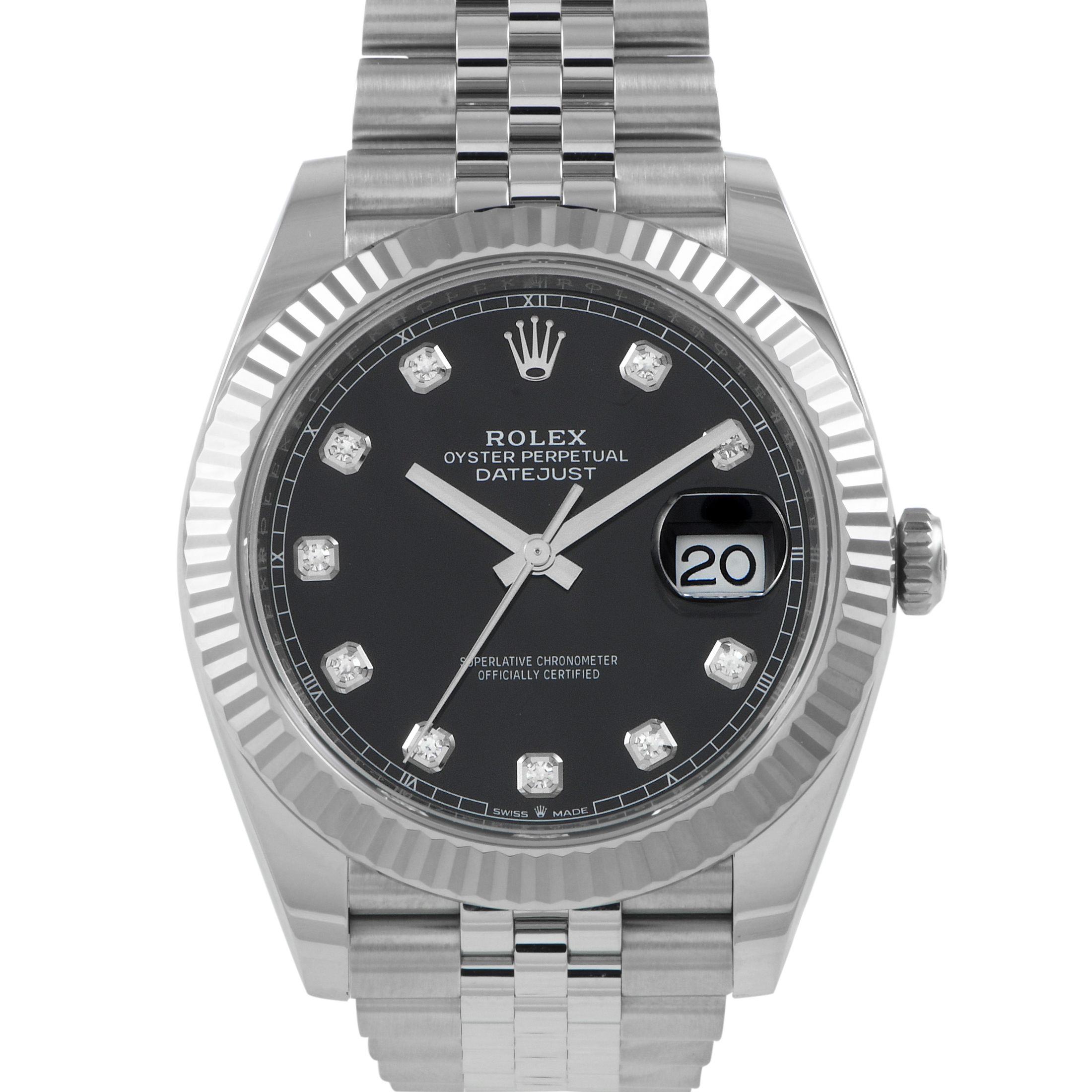 Rolex Datejust 41 Bright Black Diamond-Set Dial Watch 126334