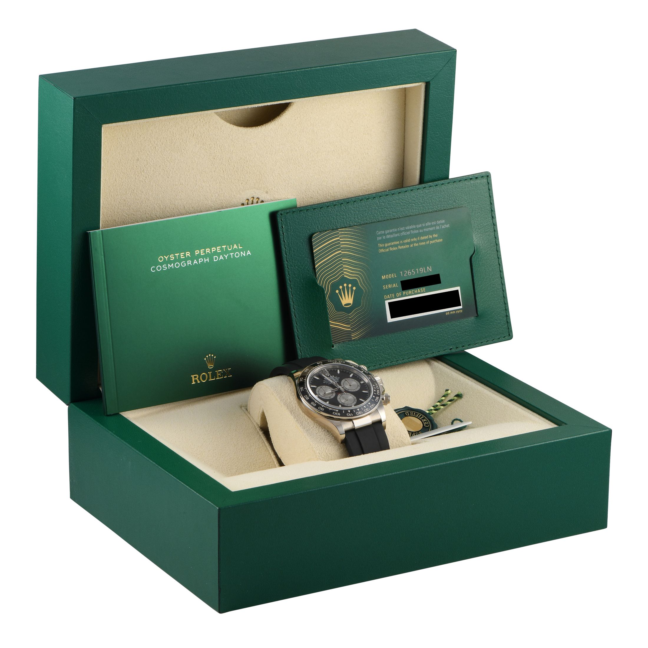 Rolex Daytona Black Dial White Gold Watch 126519LN-0002