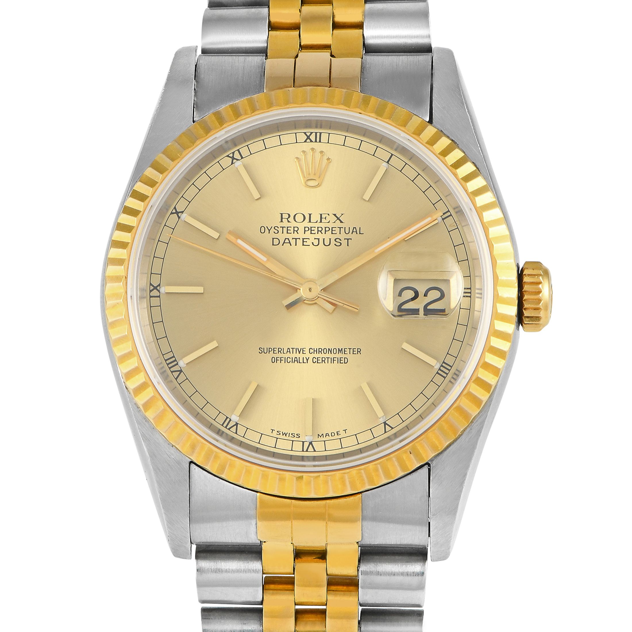 Rolex Datejust 36 Champagne Dial Watch 16233
