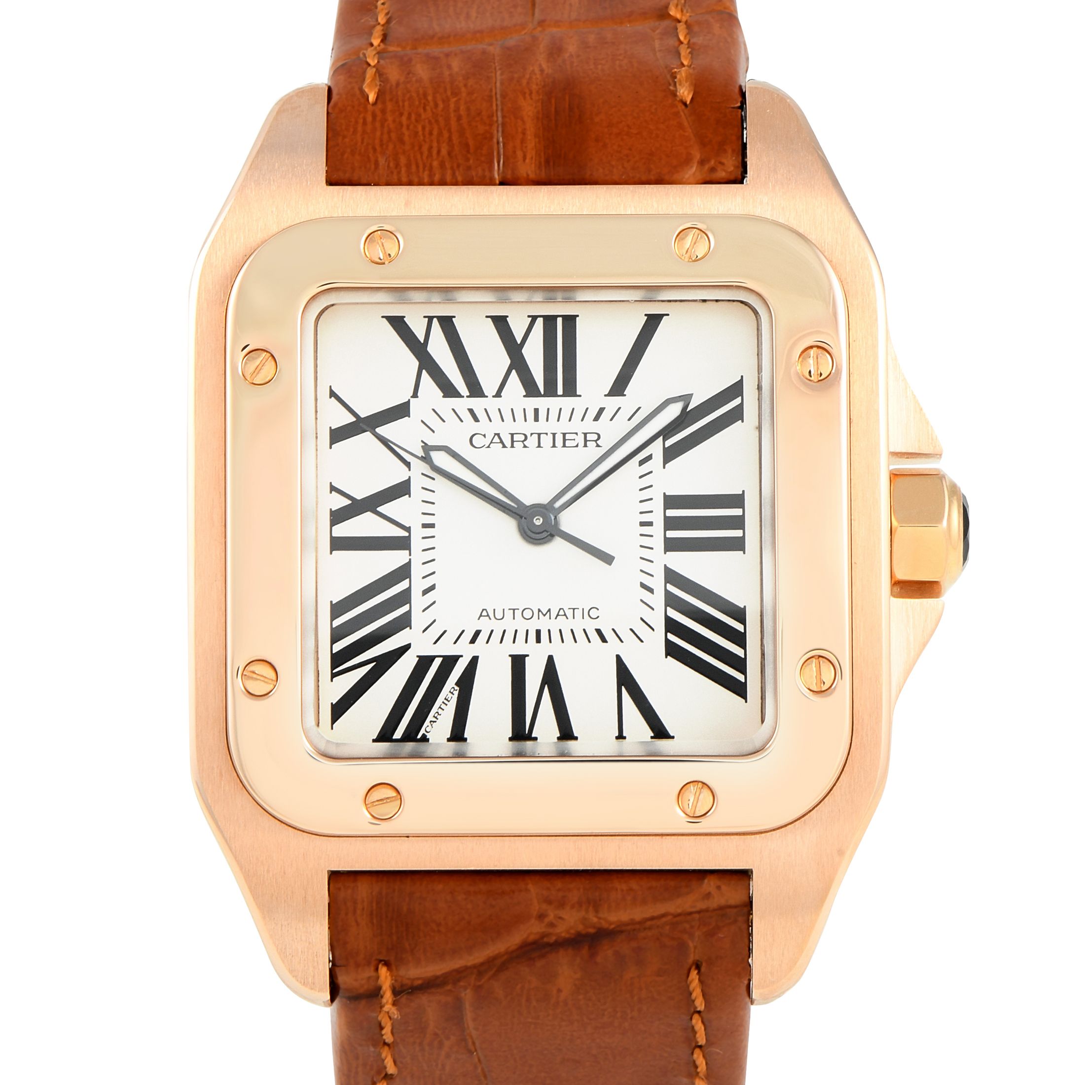 Cartier Santos 100 18K Rose Gold Watch 12800 2792