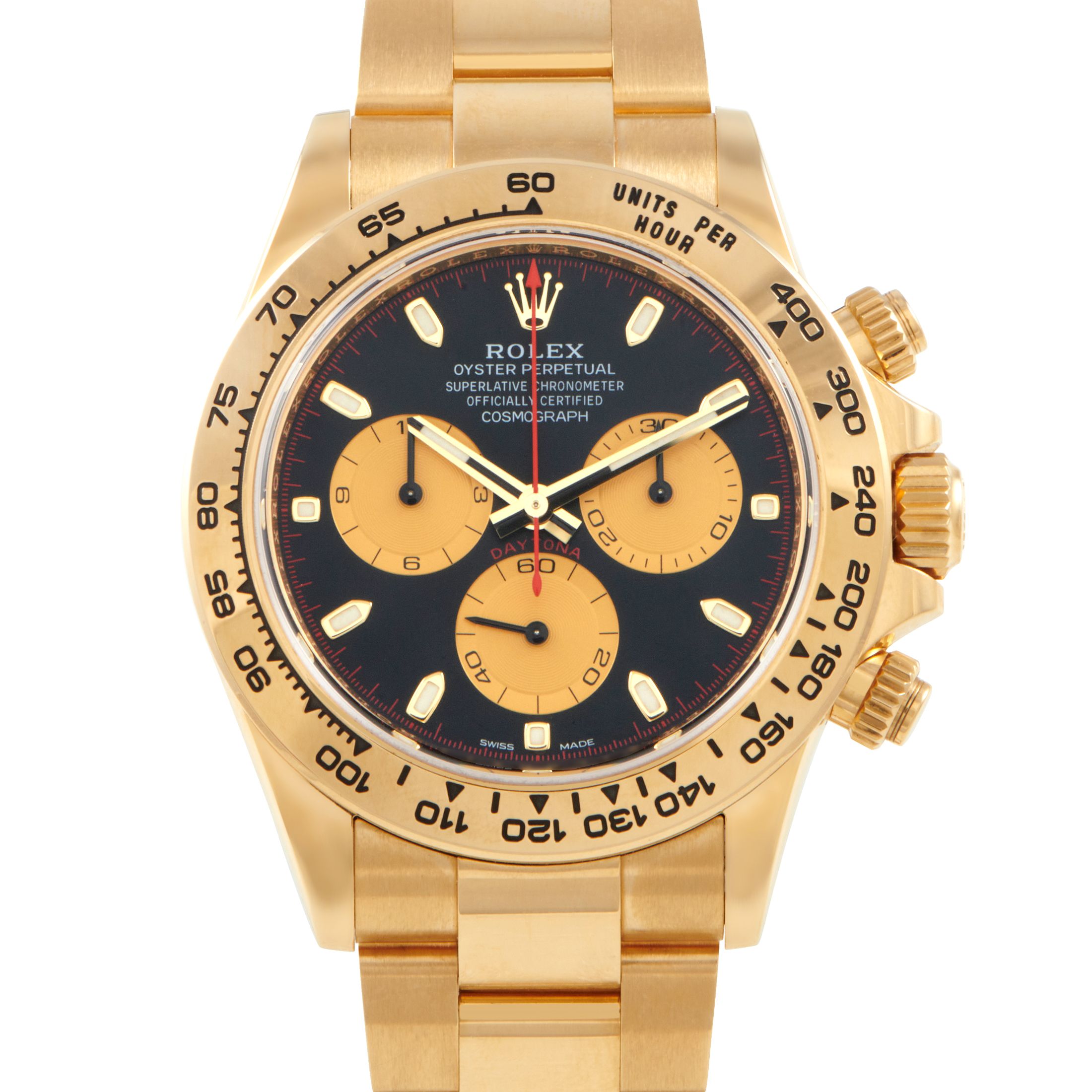 Rolex Daytona Black Dial Yellow Gold Watch 116508