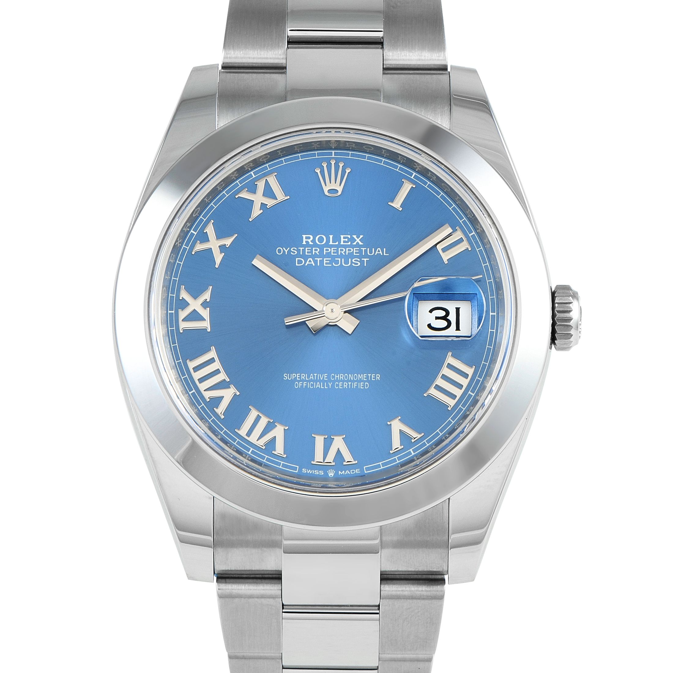 Rolex Datejust 41 Azzurro Blue Roman Dial Watch 126300