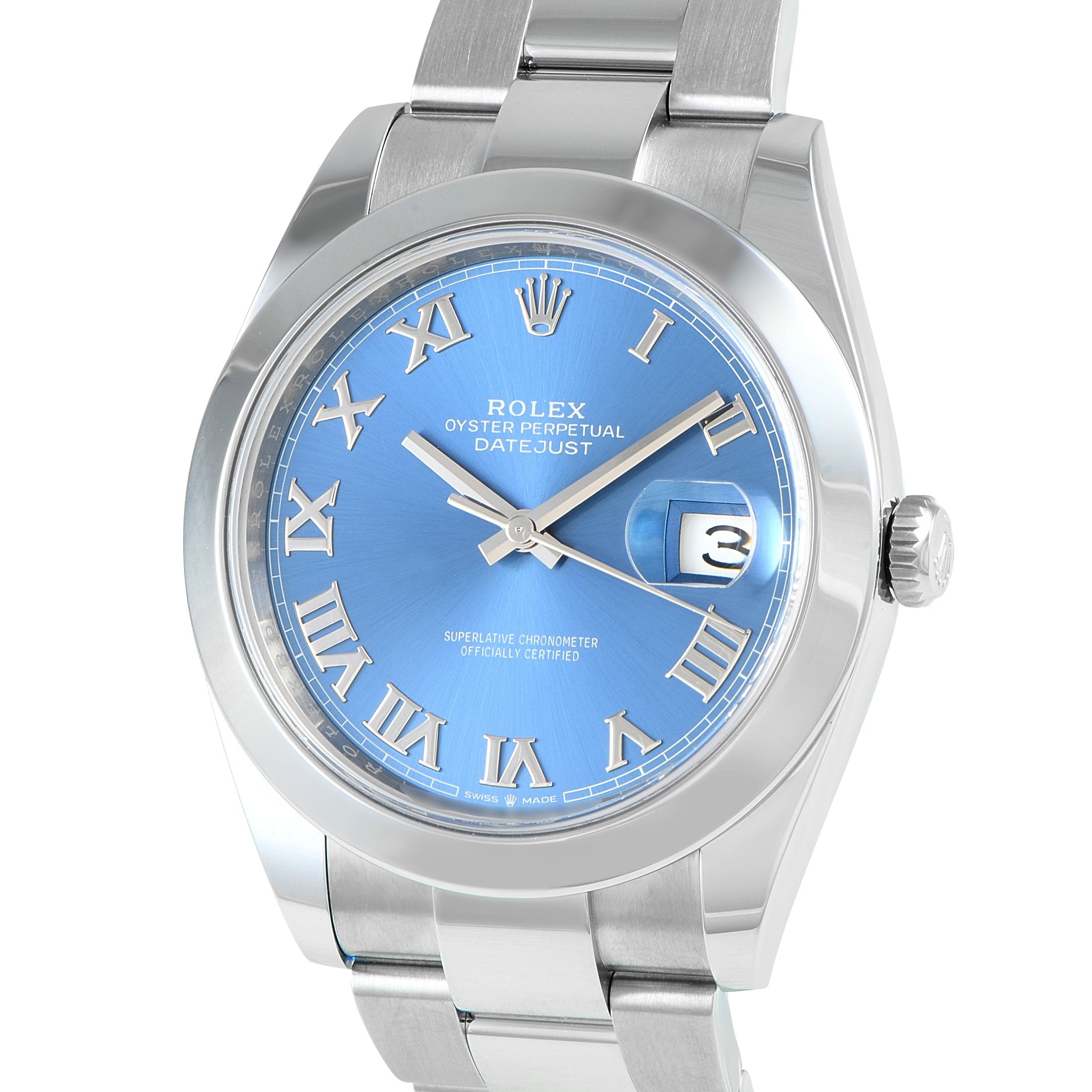 Rolex Datejust 41 Azzurro Blue Roman Dial Watch 126300