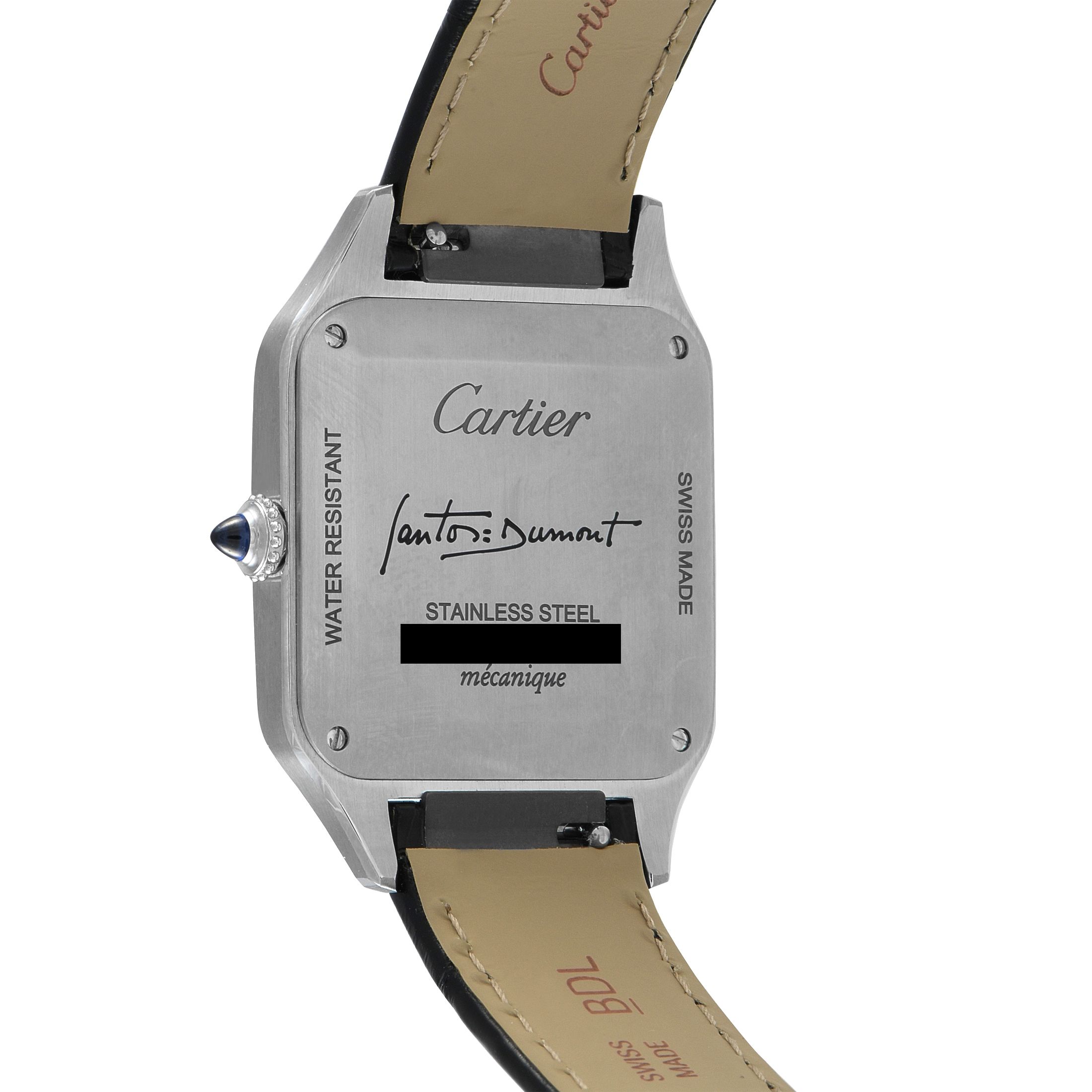 Cartier Santos-Dumont Large Model Steel and Black Lacquer Watch WSSA0046