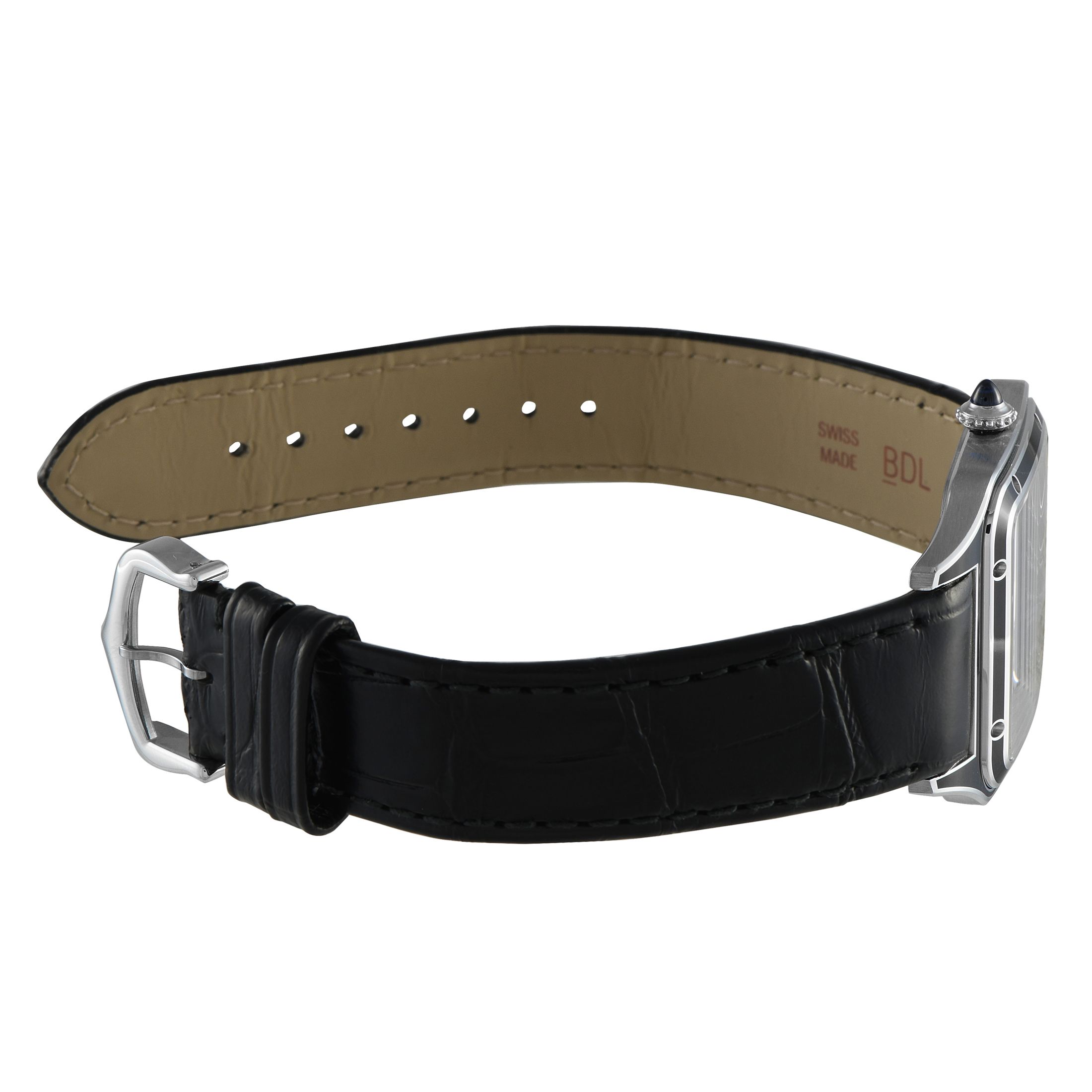 Cartier Santos-Dumont Large Model Steel and Black Lacquer Watch WSSA0046