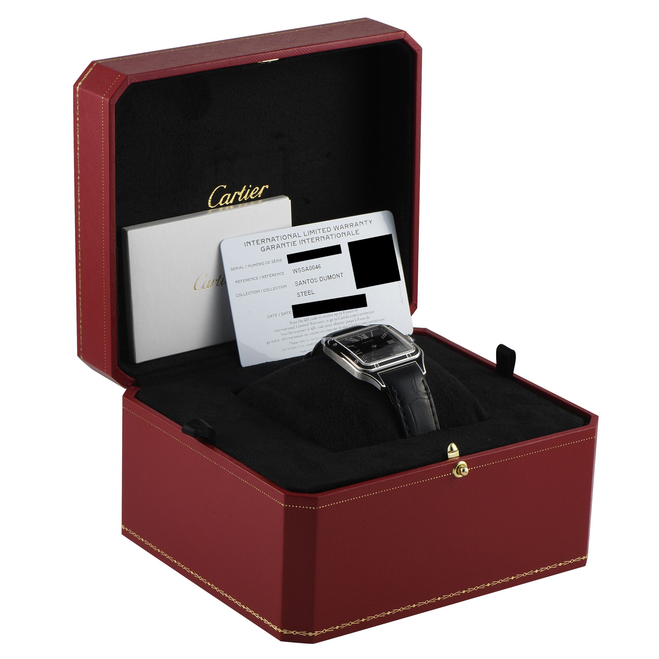 Cartier Santos-Dumont Large Model Steel and Black Lacquer Watch WSSA0046