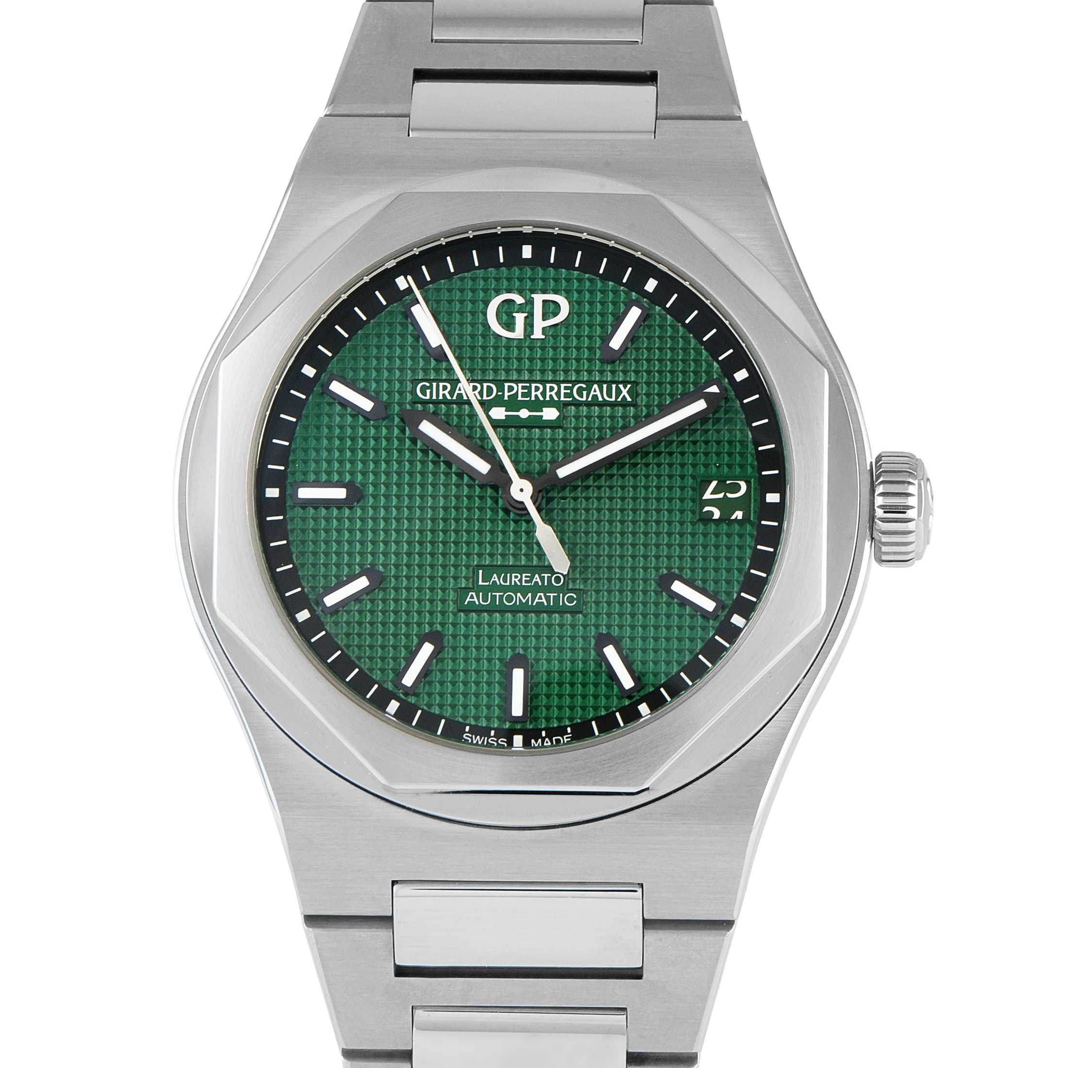 Girard Perregaux Laureato 42mm Green Dial Steel Watch 81010-11-3153-1CM