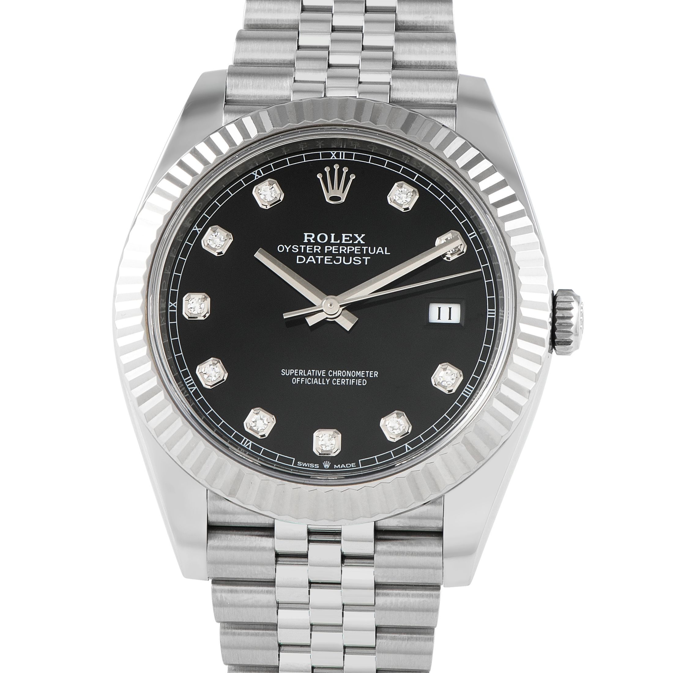 Rolex Datejust 41 Black Diamond Dial Jubilee Watch 126334
