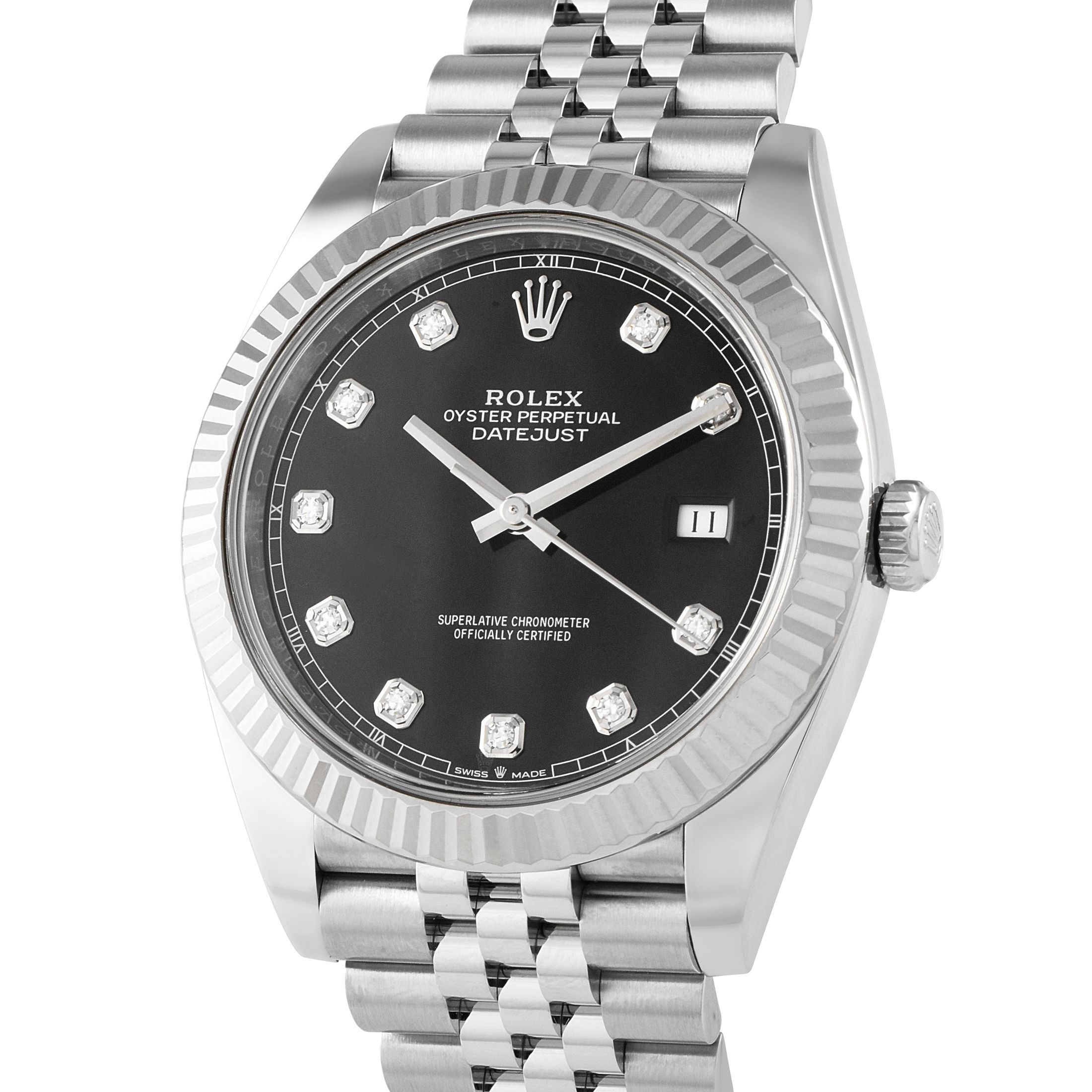 Rolex Datejust 41 Black Diamond Dial Jubilee Watch 126334