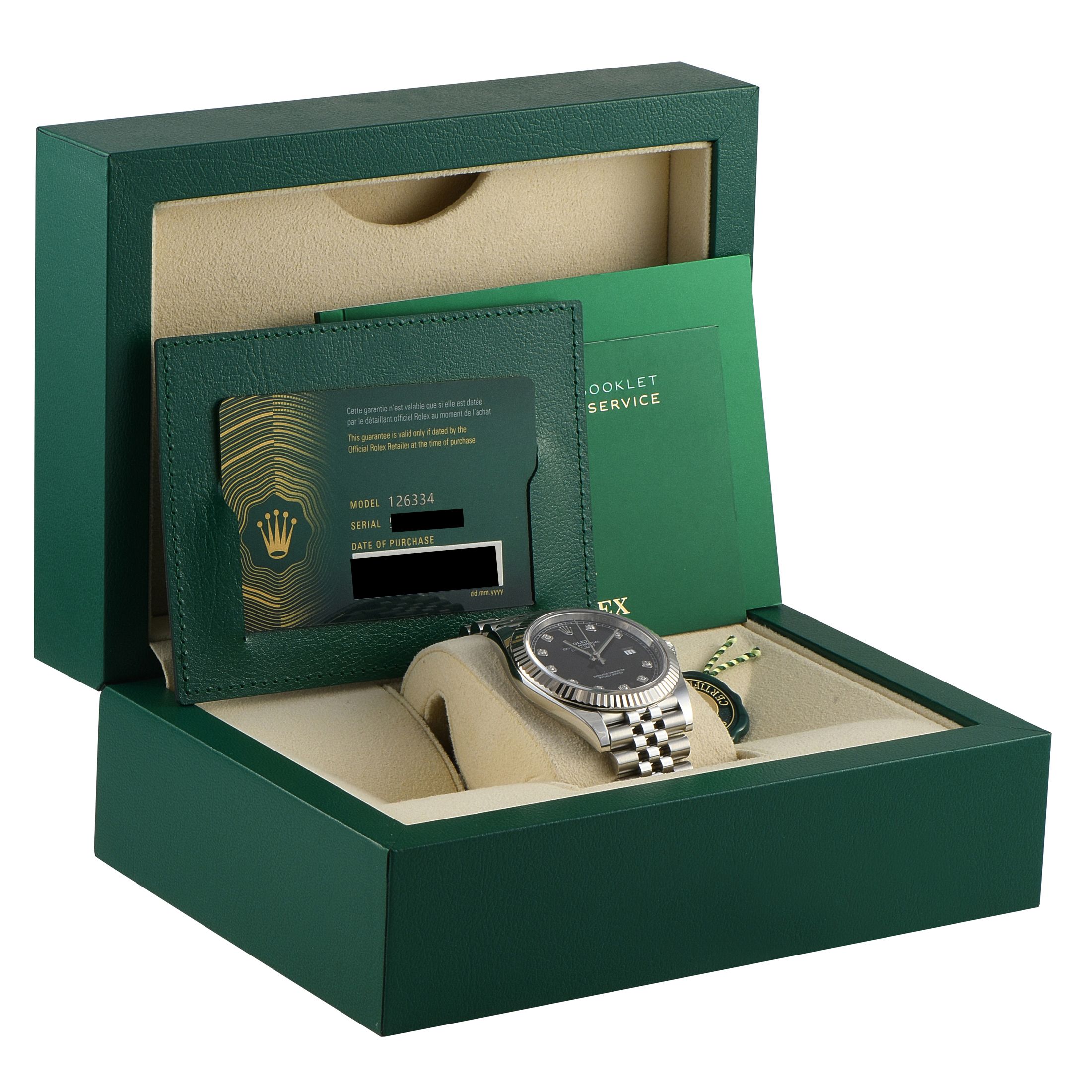 Rolex Datejust 41 Black Diamond Dial Jubilee Watch 126334
