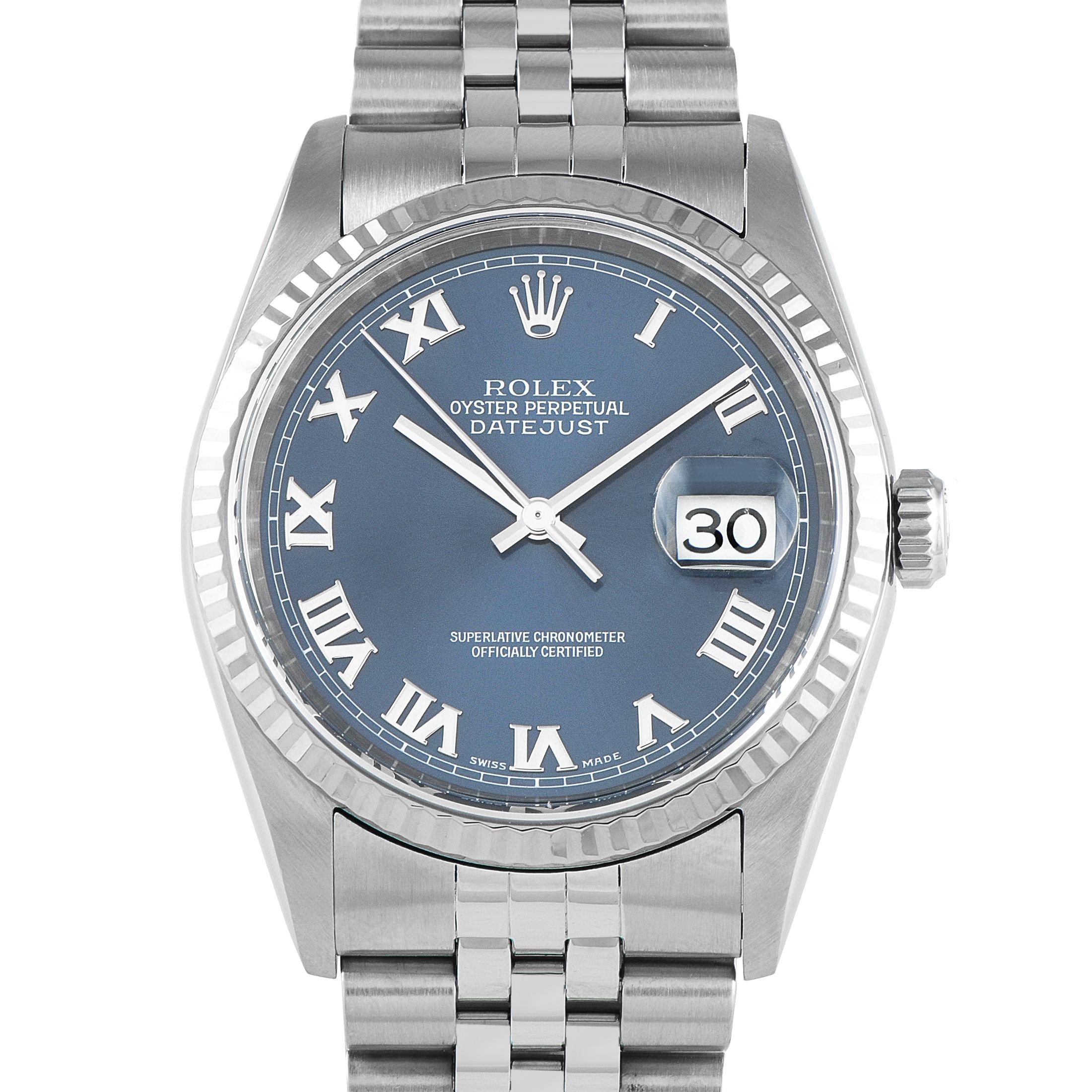 Rolex Datejust 36 Blue Roman Dial Jubilee Watch 16234