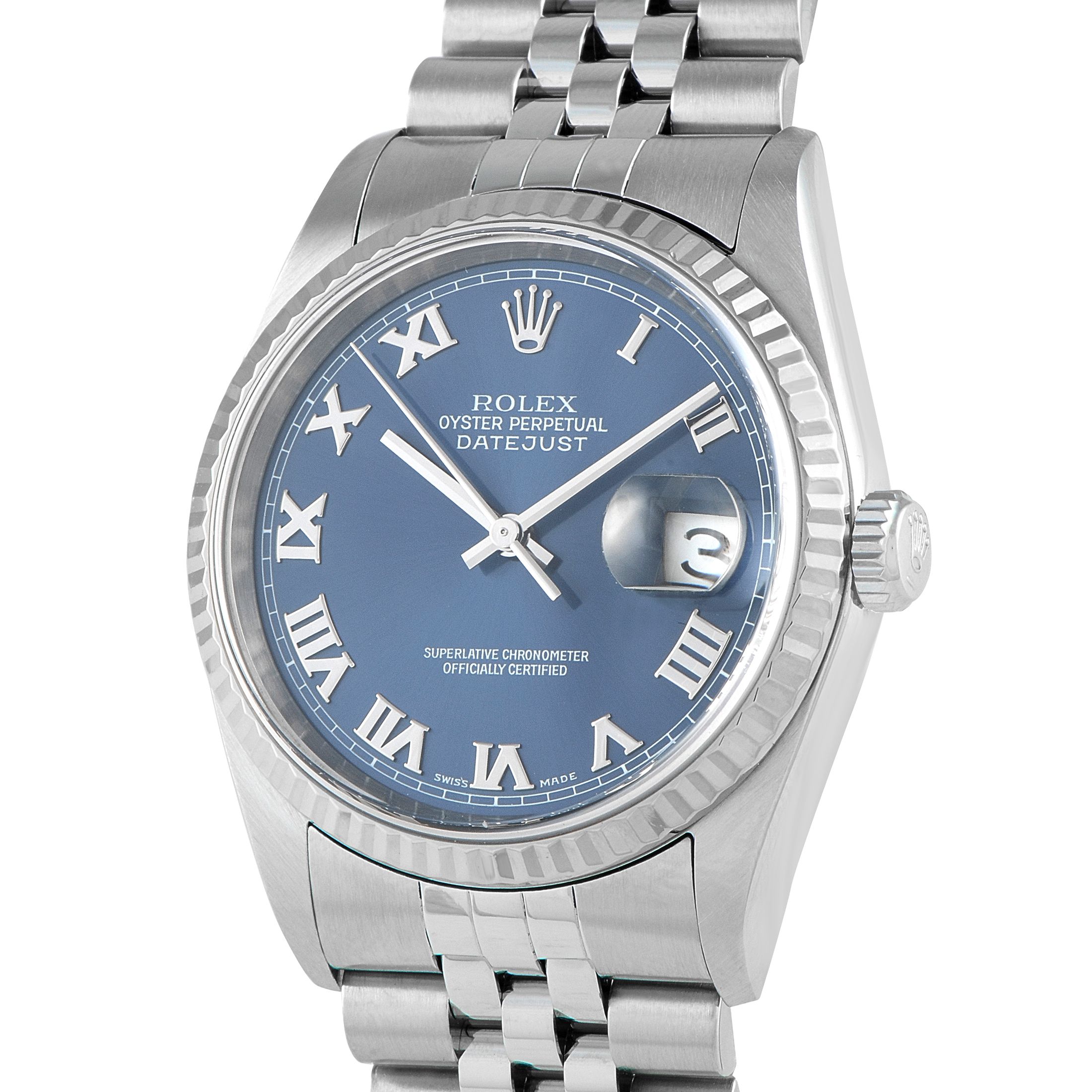 Rolex Datejust 36 Blue Roman Dial Jubilee Watch 16234