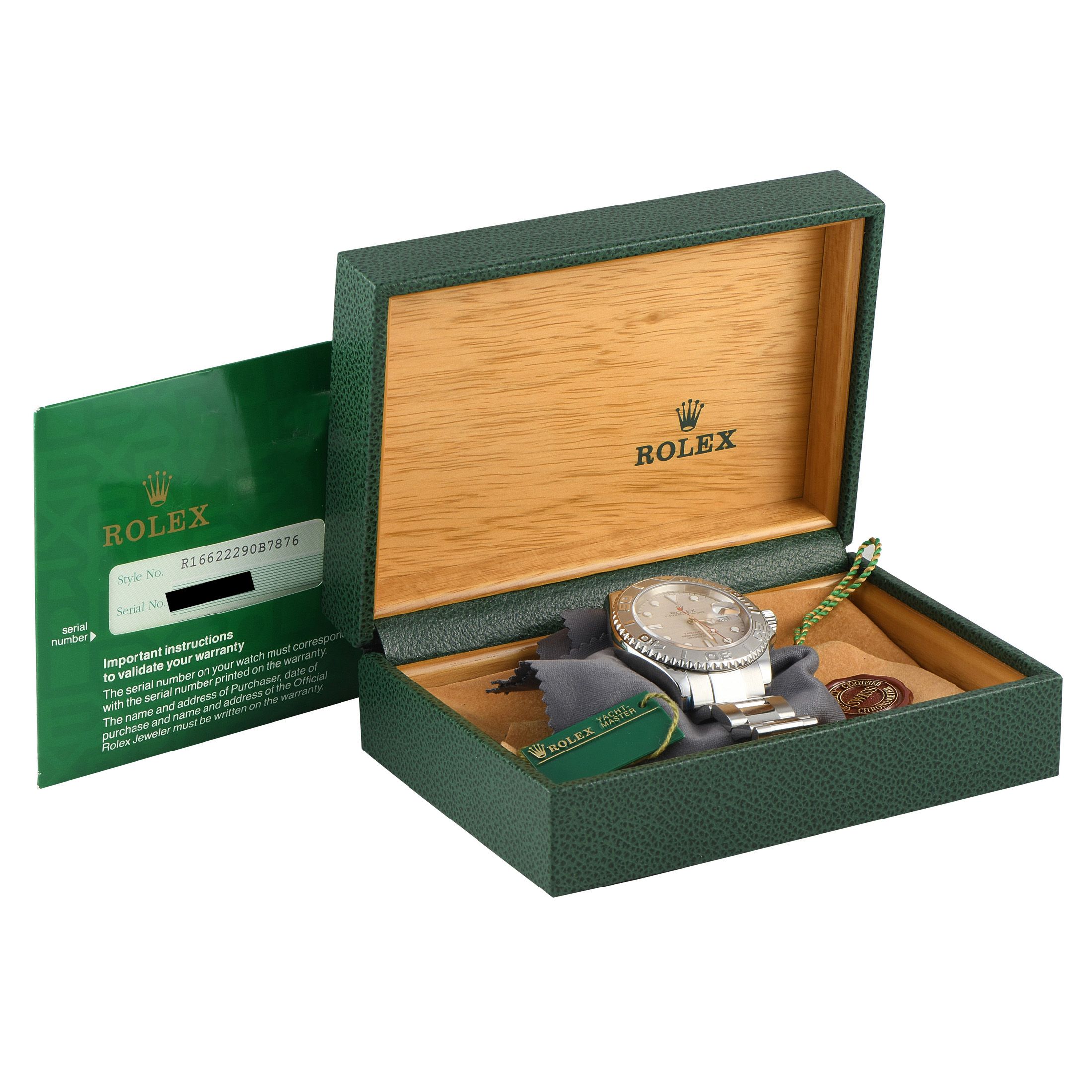 Rolex Yacht-Master Platinum Dial Oyster Watch 16622