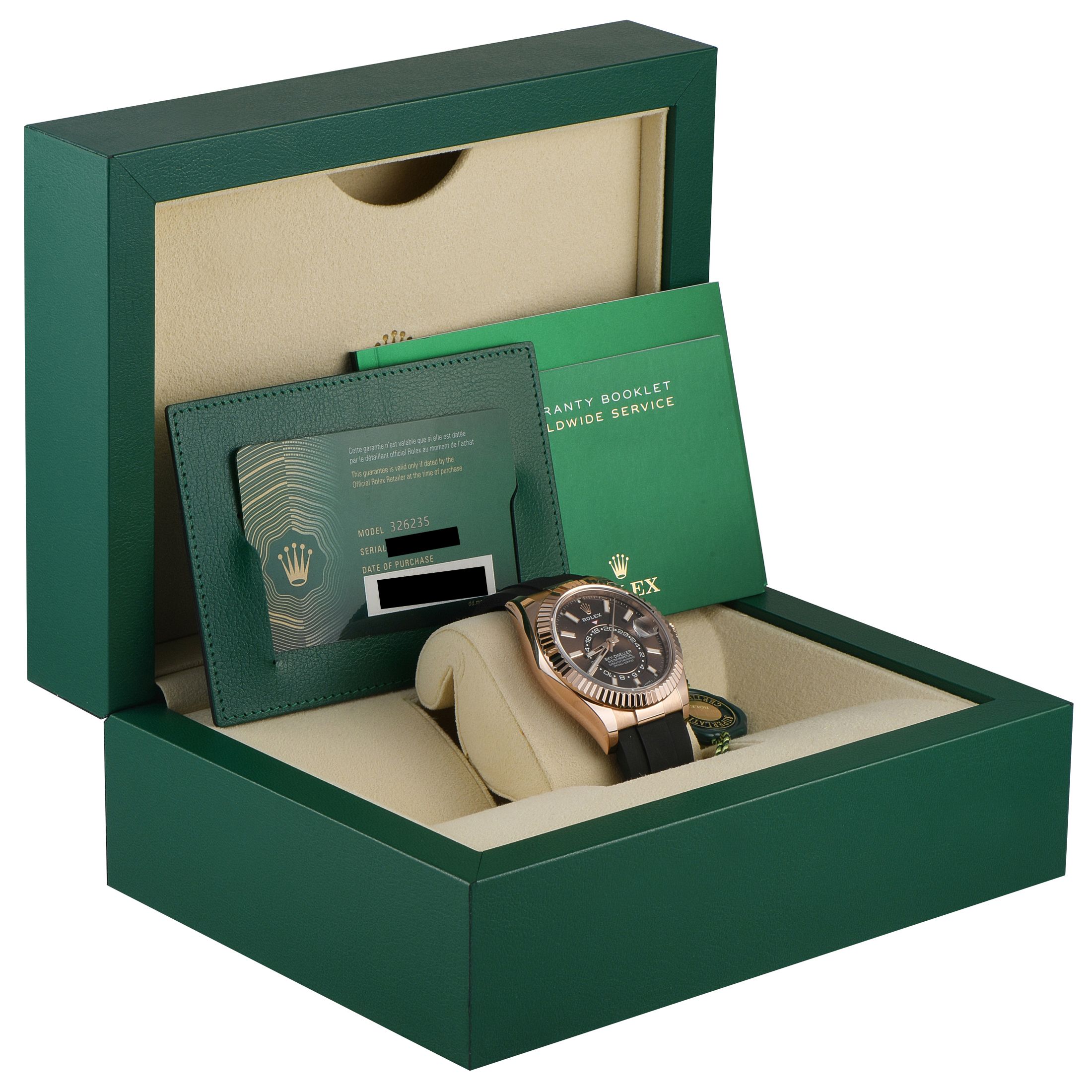 Rolex Sky-Dweller Chocolate Dial Everose Gold Oysterflex Watch 326235