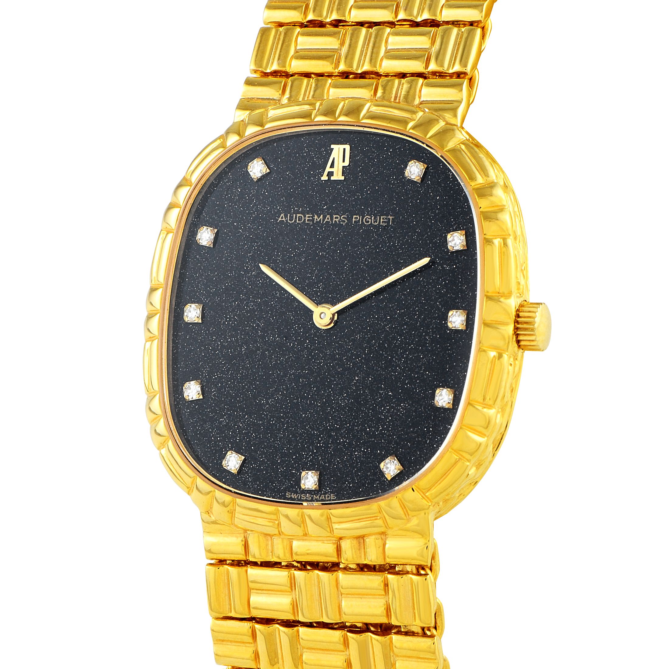 Audemars Piguet Aventurine Dial Yellow Gold Watch Gold Bamboo