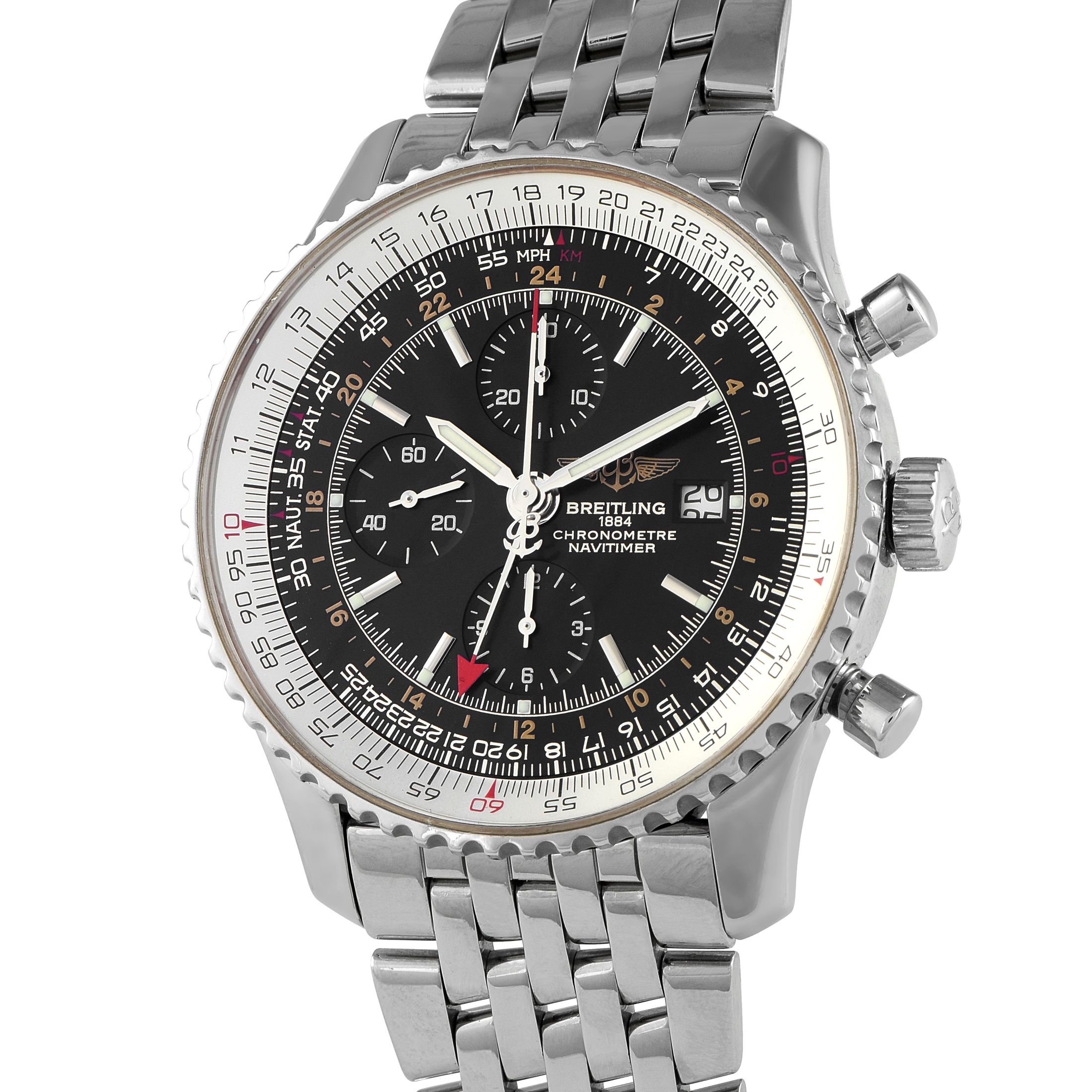 Breitling Navitimer World GMT Steel Watch A24322