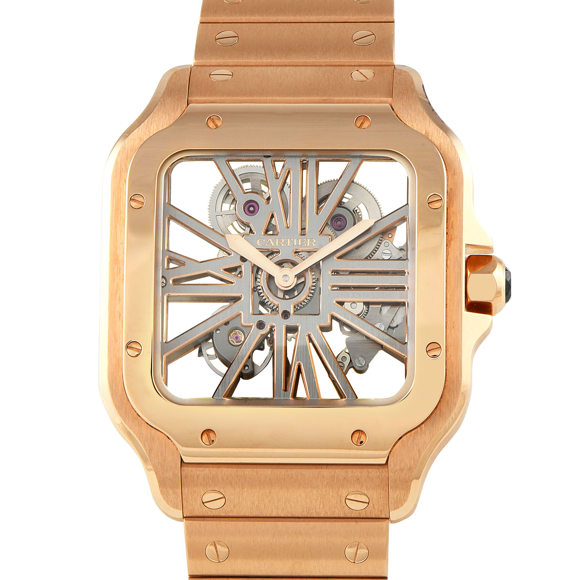 Cartier Santos Skeleton Rose Gold Watch WHSA0016