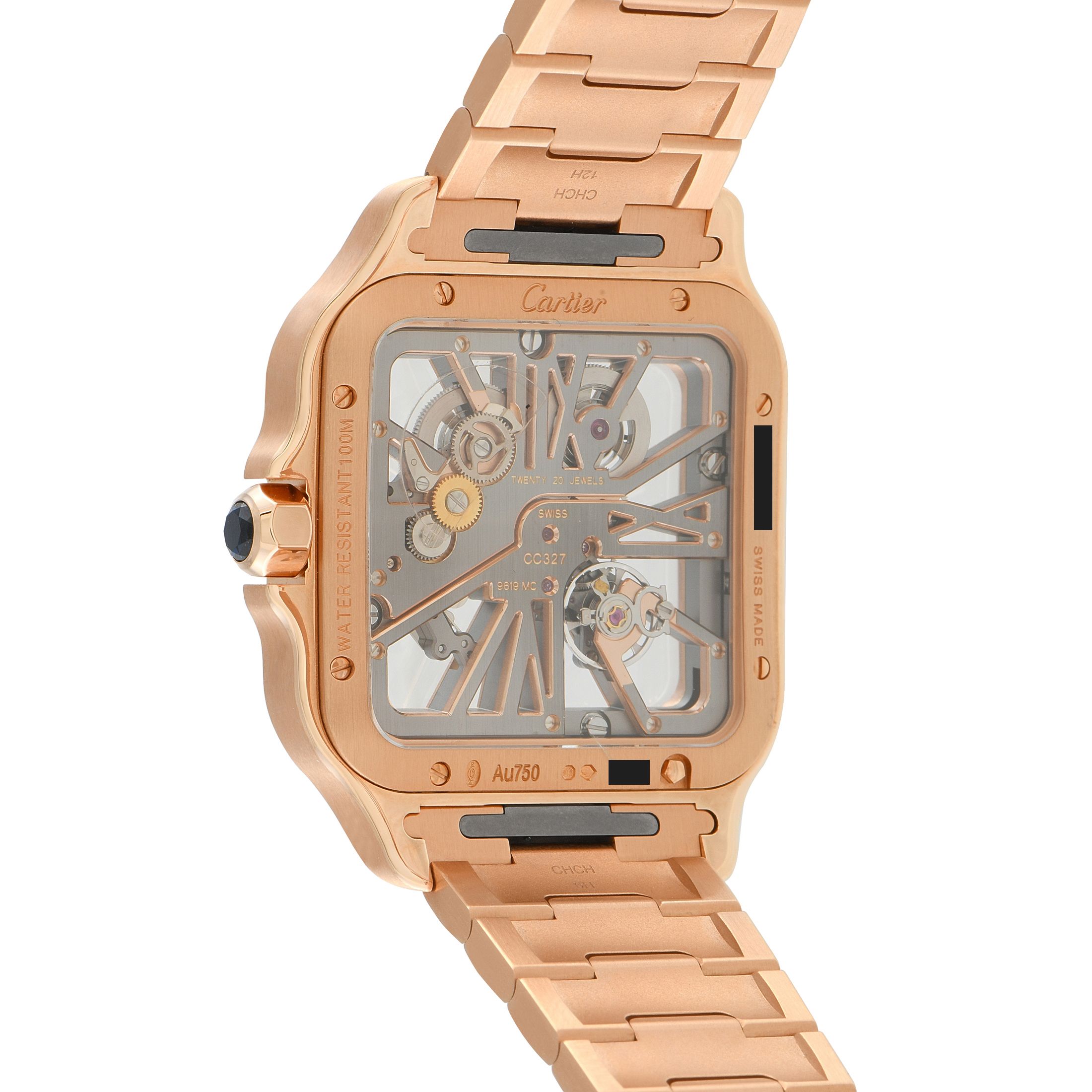 Cartier Santos Skeleton Rose Gold Watch WHSA0016