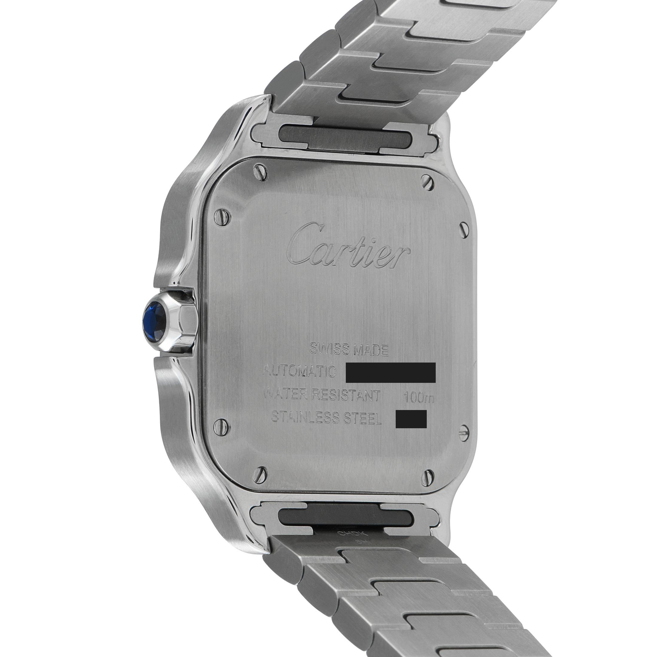 Cartier Santos Green Dial Medium Model Steel Watch WSSA0061