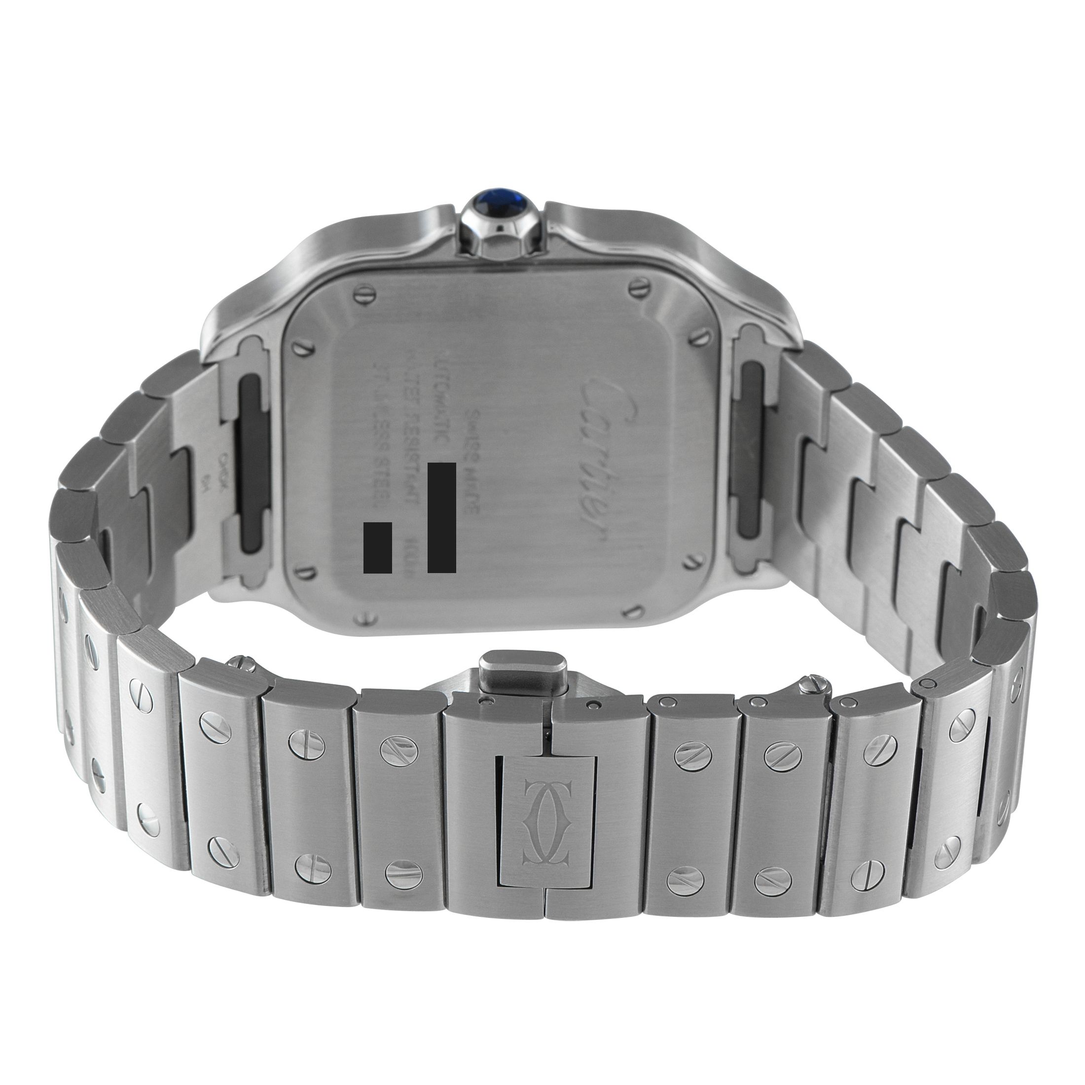 Cartier Santos Green Dial Medium Model Steel Watch WSSA0061