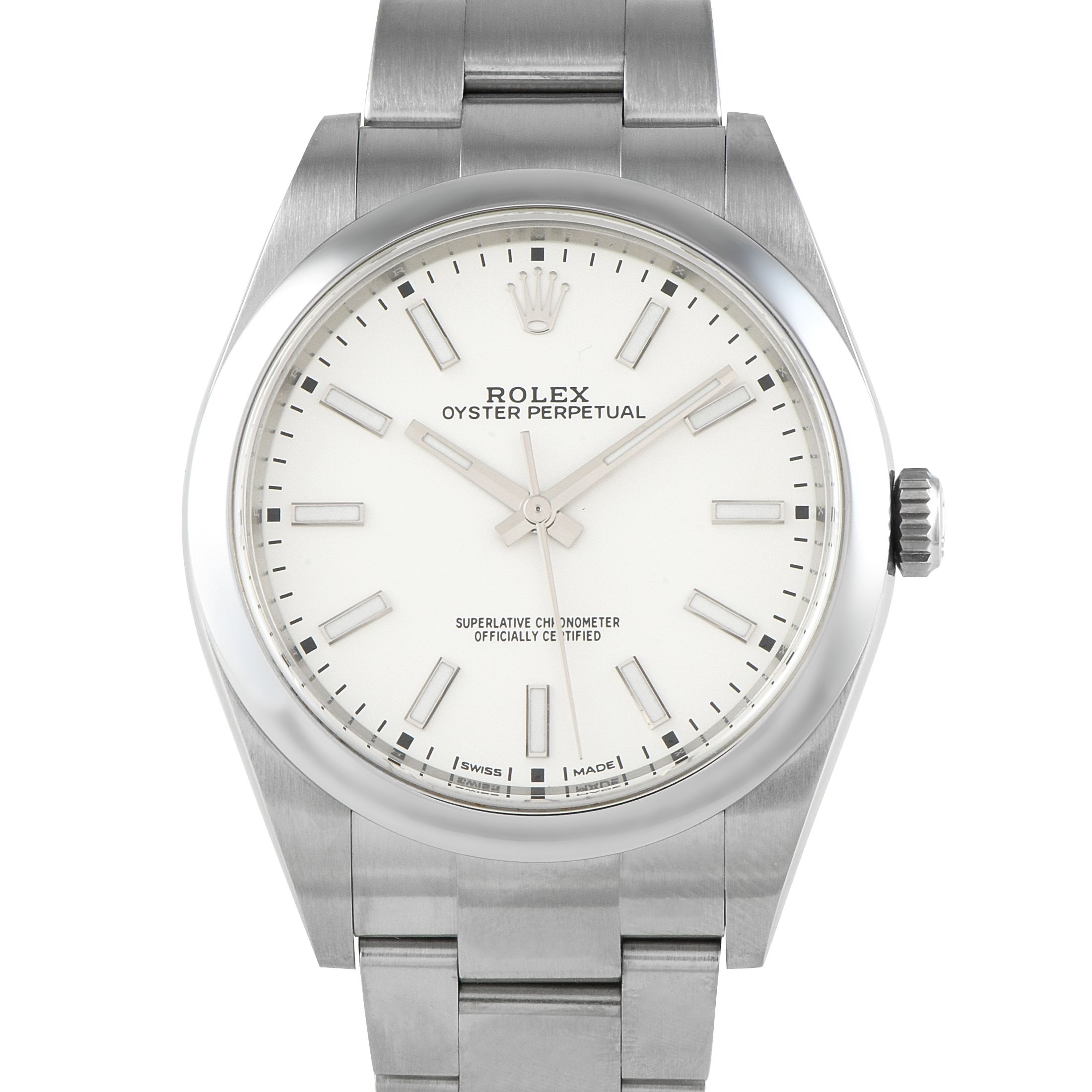 Rolex Oyster Perpetual 39 White Dial Steel Watch 114300
