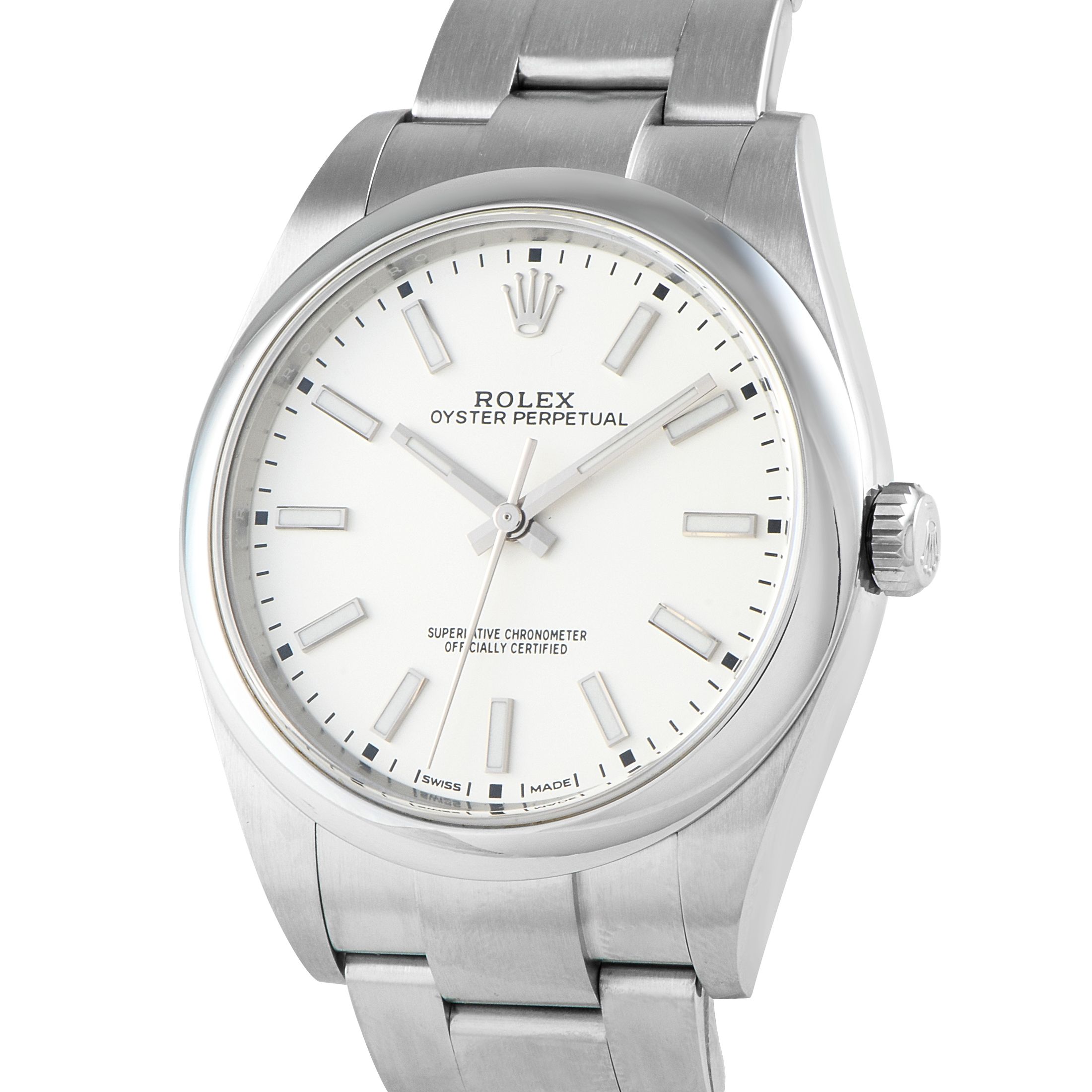 Rolex Oyster Perpetual 39 White Dial Steel Watch 114300