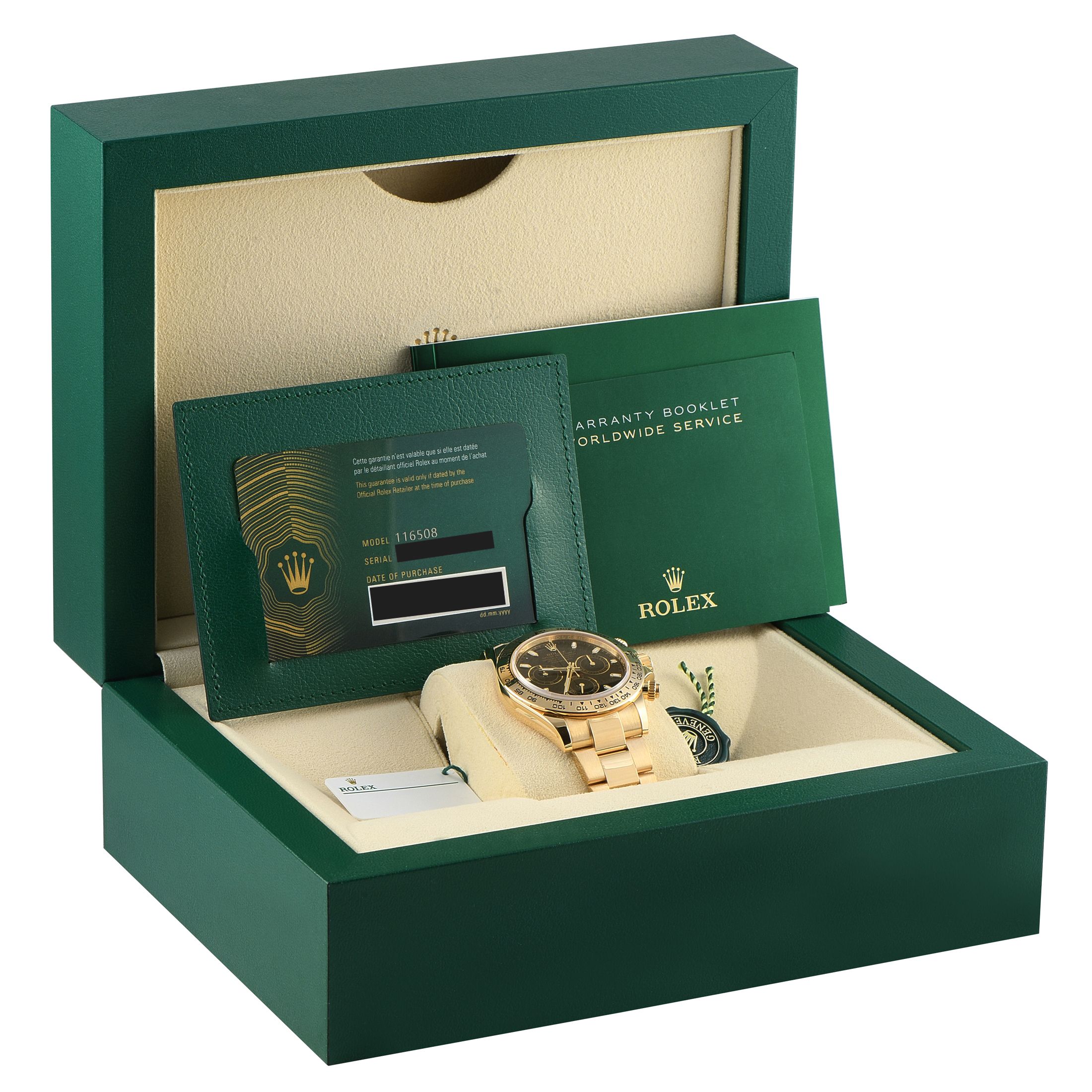 Rolex Daytona Black Dial Yellow Gold Watch 116508