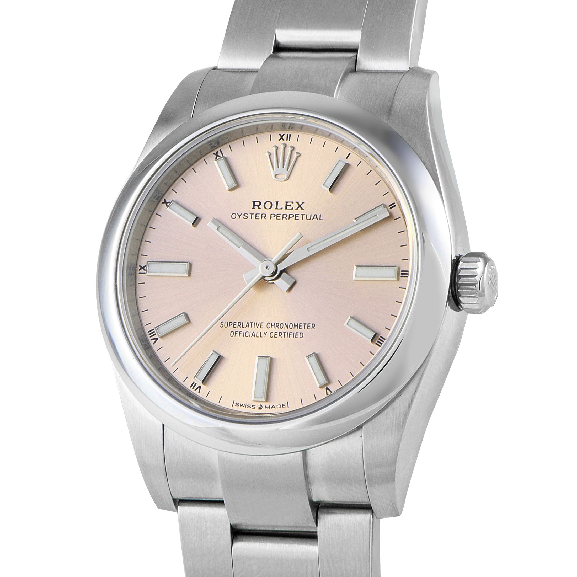 Rolex Oyster Perpetual 34 Pink Dial Steel Watch 124200