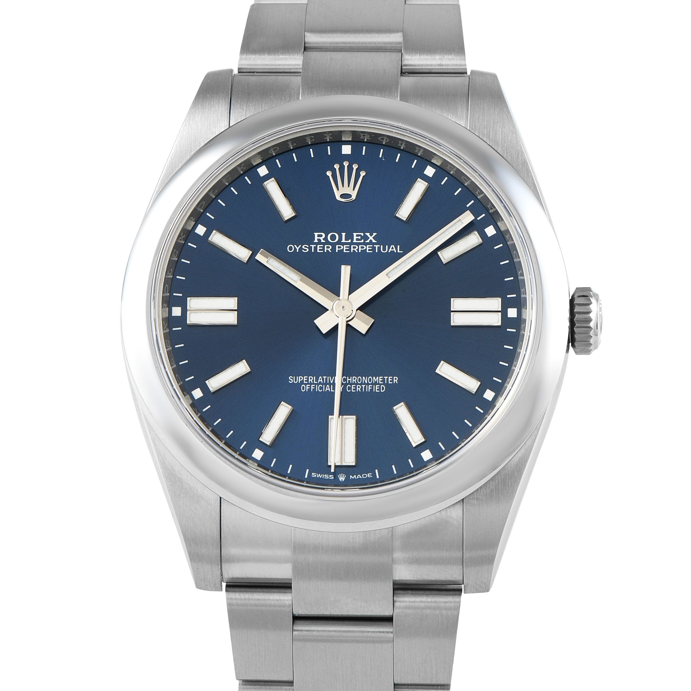 Rolex Oyster Perpetual 41 Bright Blue Dial Steel Watch 124300