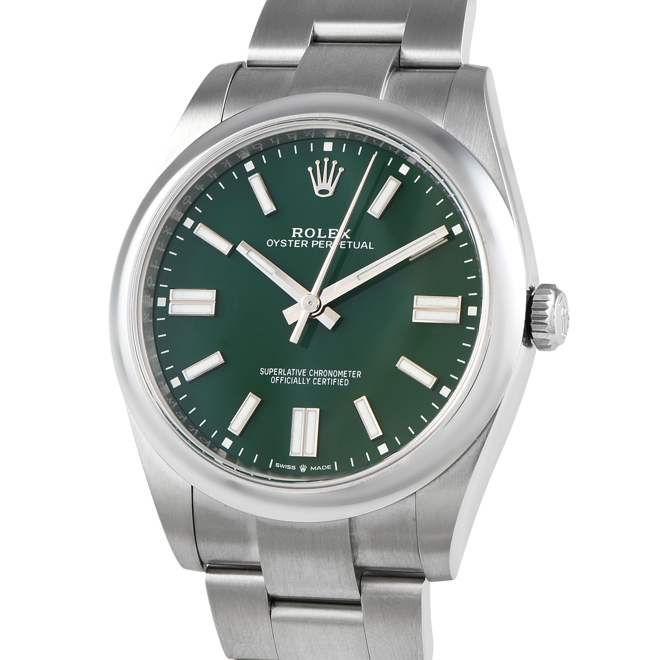 Rolex Oyster Perpetual 41 Green Dial Steel Watch 124300